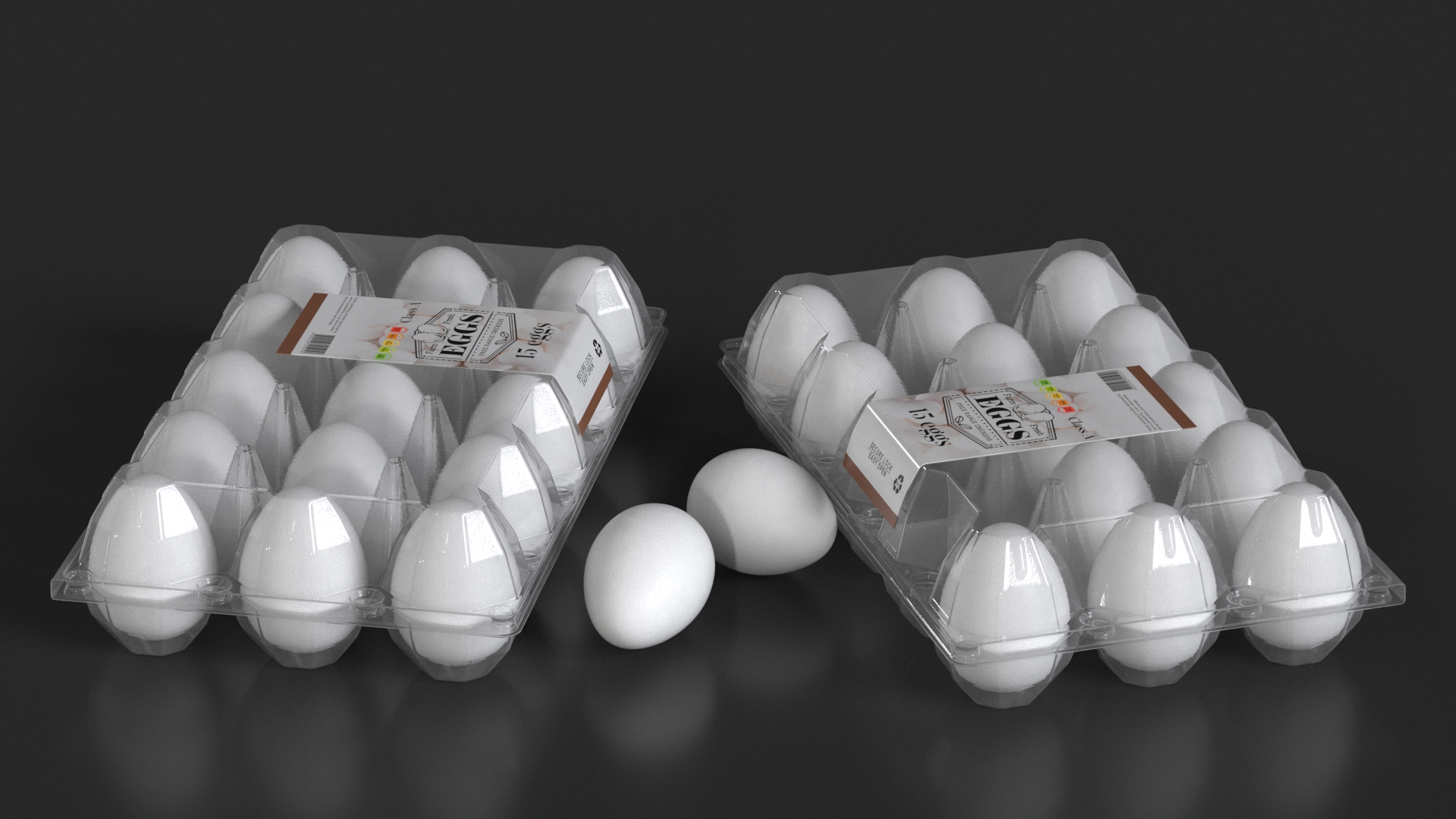 Realistic Egg Tray Packaging with White Eggs 3D model