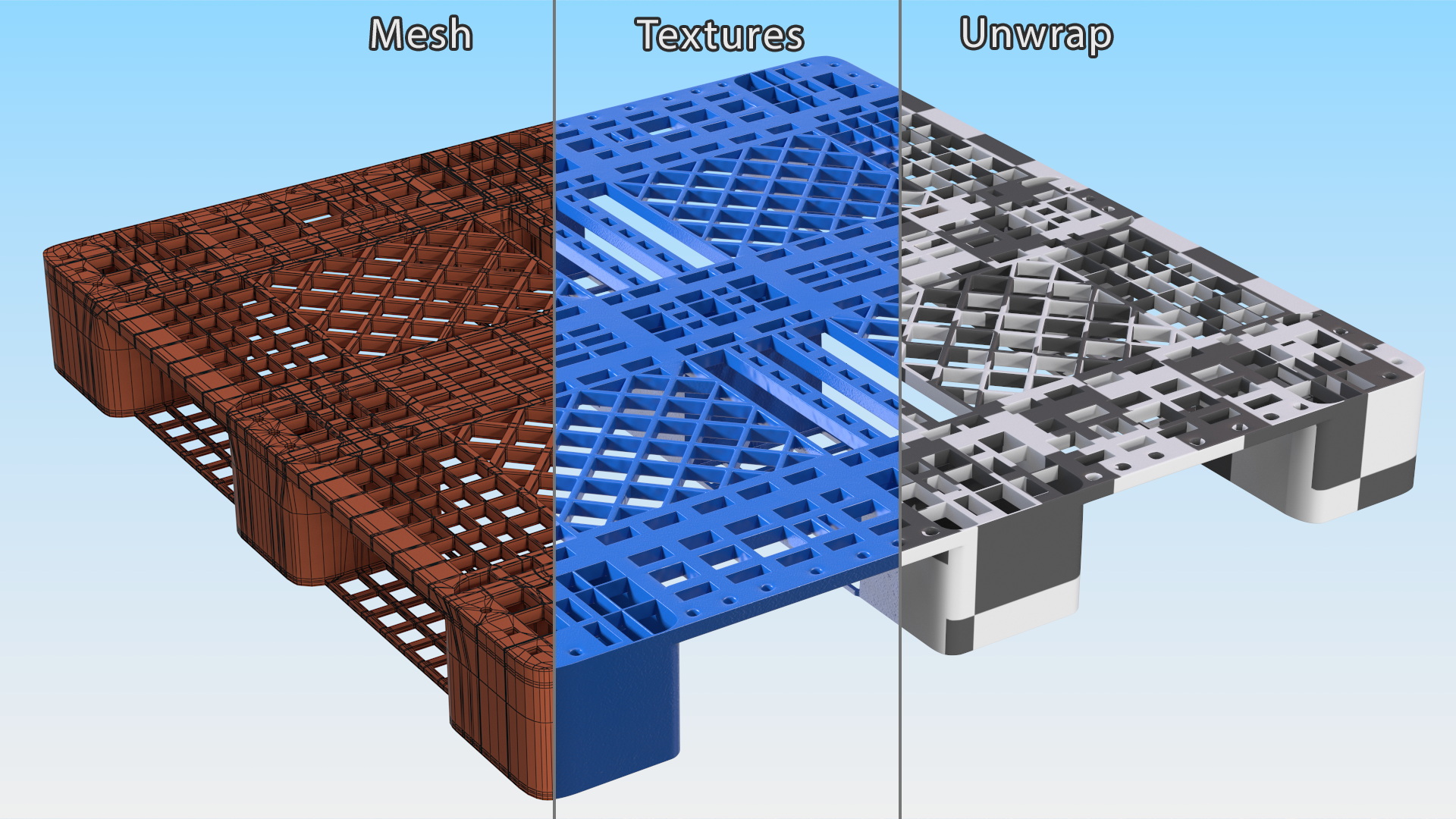 Anti Slip Plastic Pallet Blue 3D model
