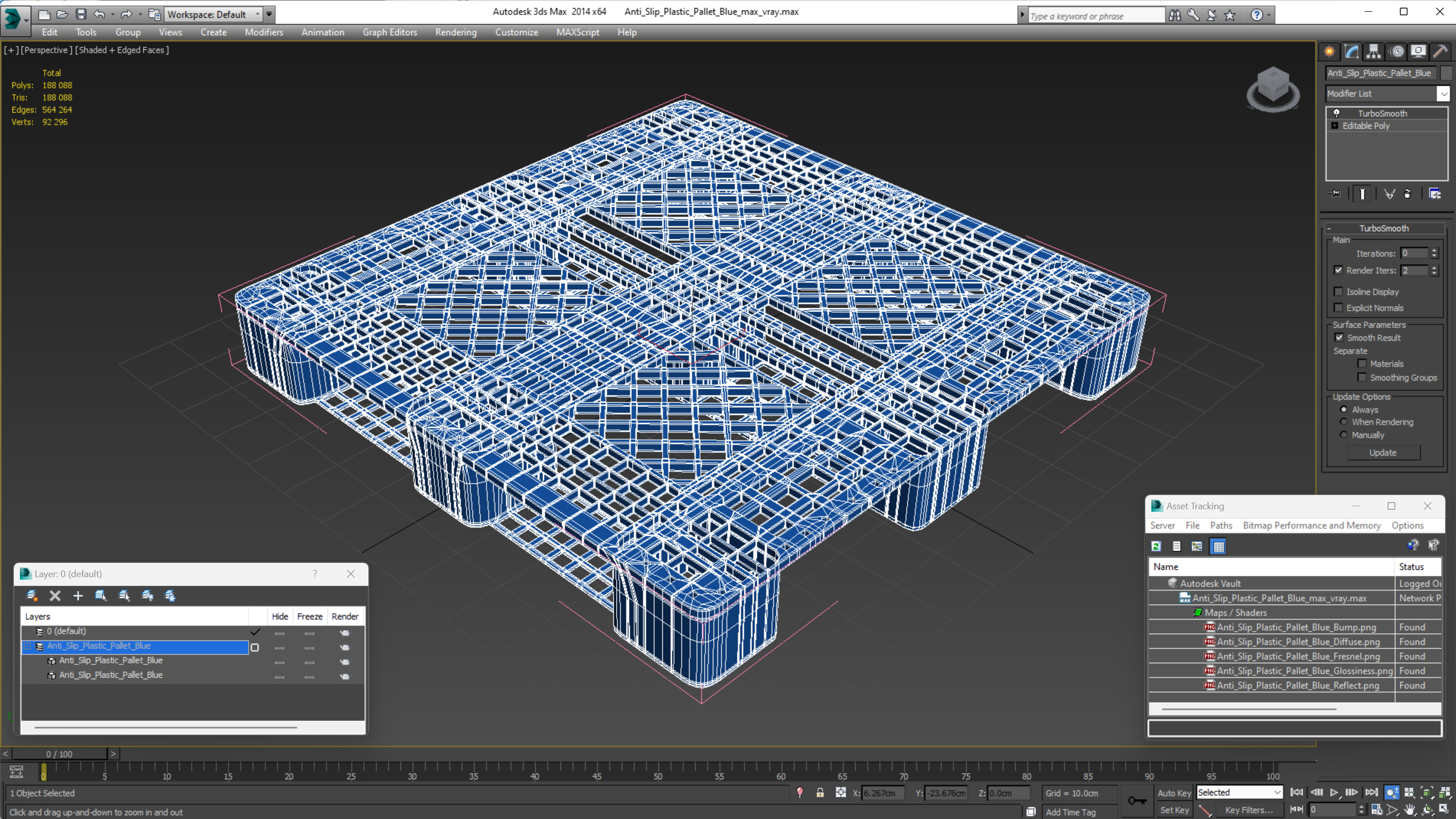 Anti Slip Plastic Pallet Blue 3D model