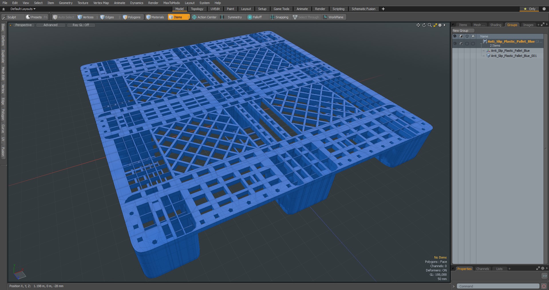 Anti Slip Plastic Pallet Blue 3D model