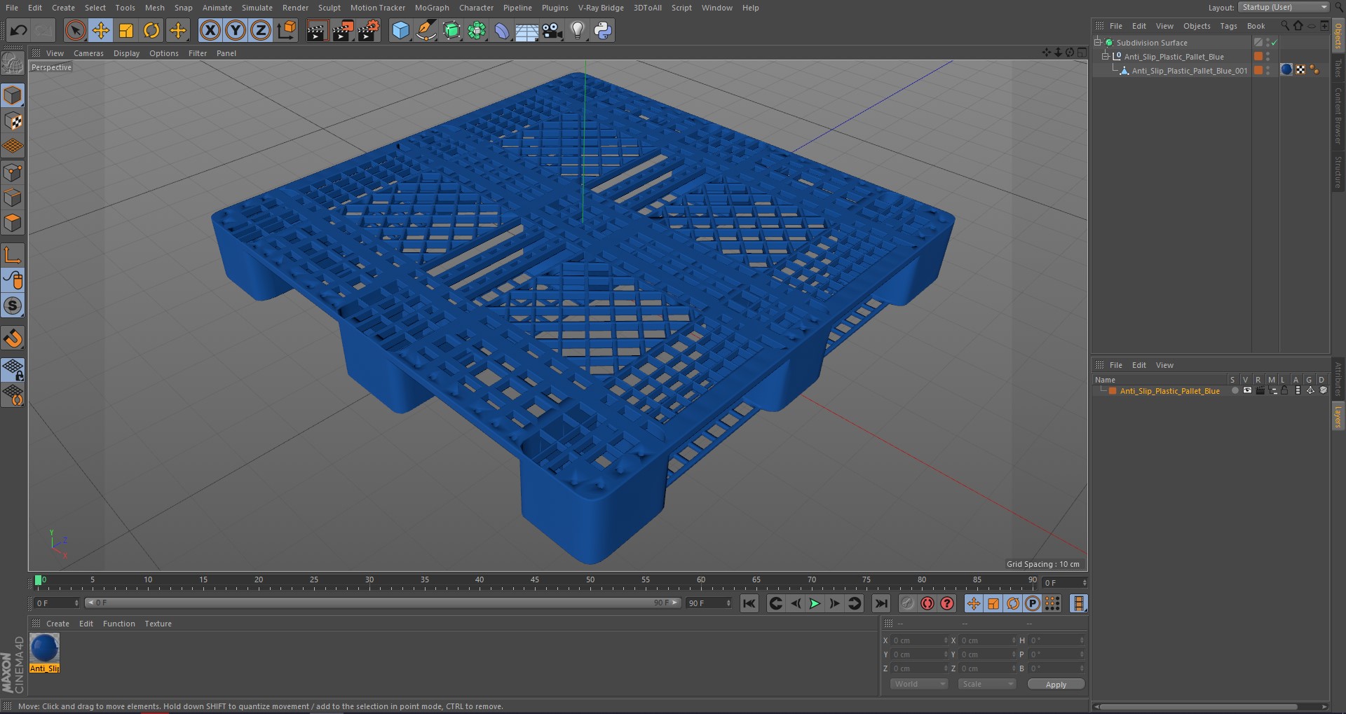 Anti Slip Plastic Pallet Blue 3D model