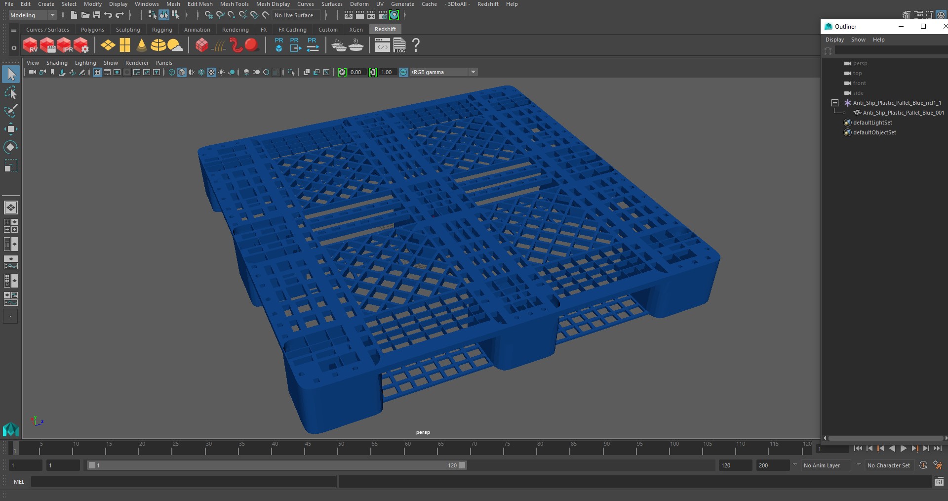 Anti Slip Plastic Pallet Blue 3D model