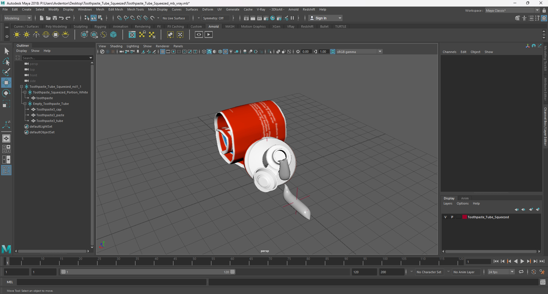 Toothpaste Tube Squeezed 3D model