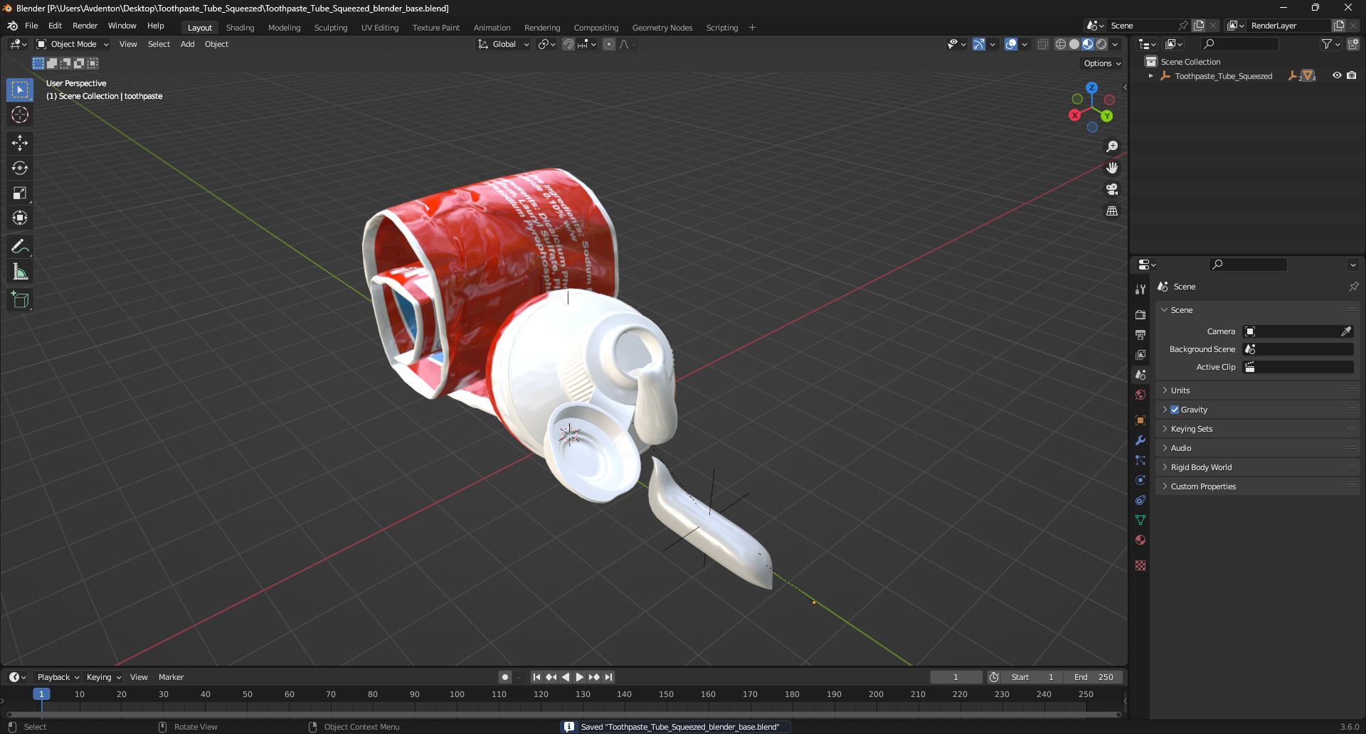 Toothpaste Tube Squeezed 3D model