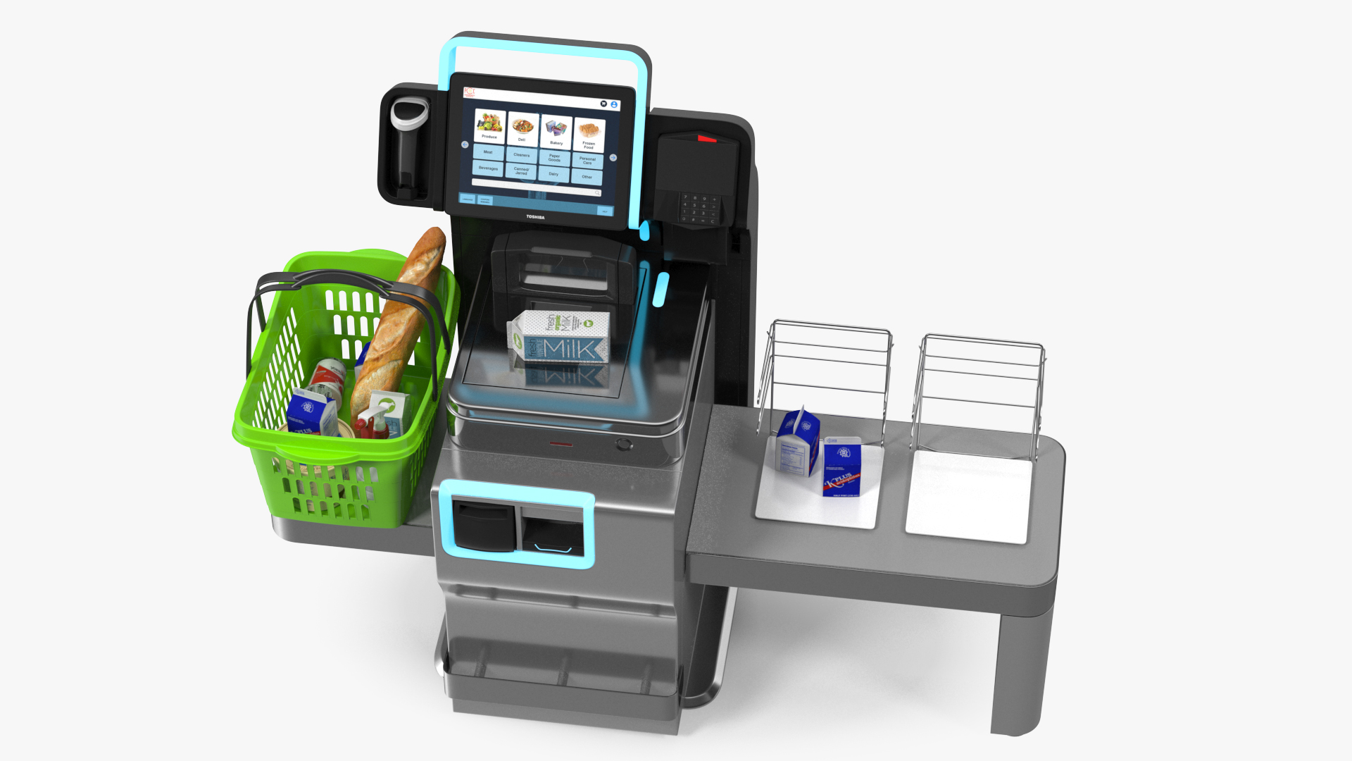 Toshiba Self Checkout System with Shopping Basket 3D model
