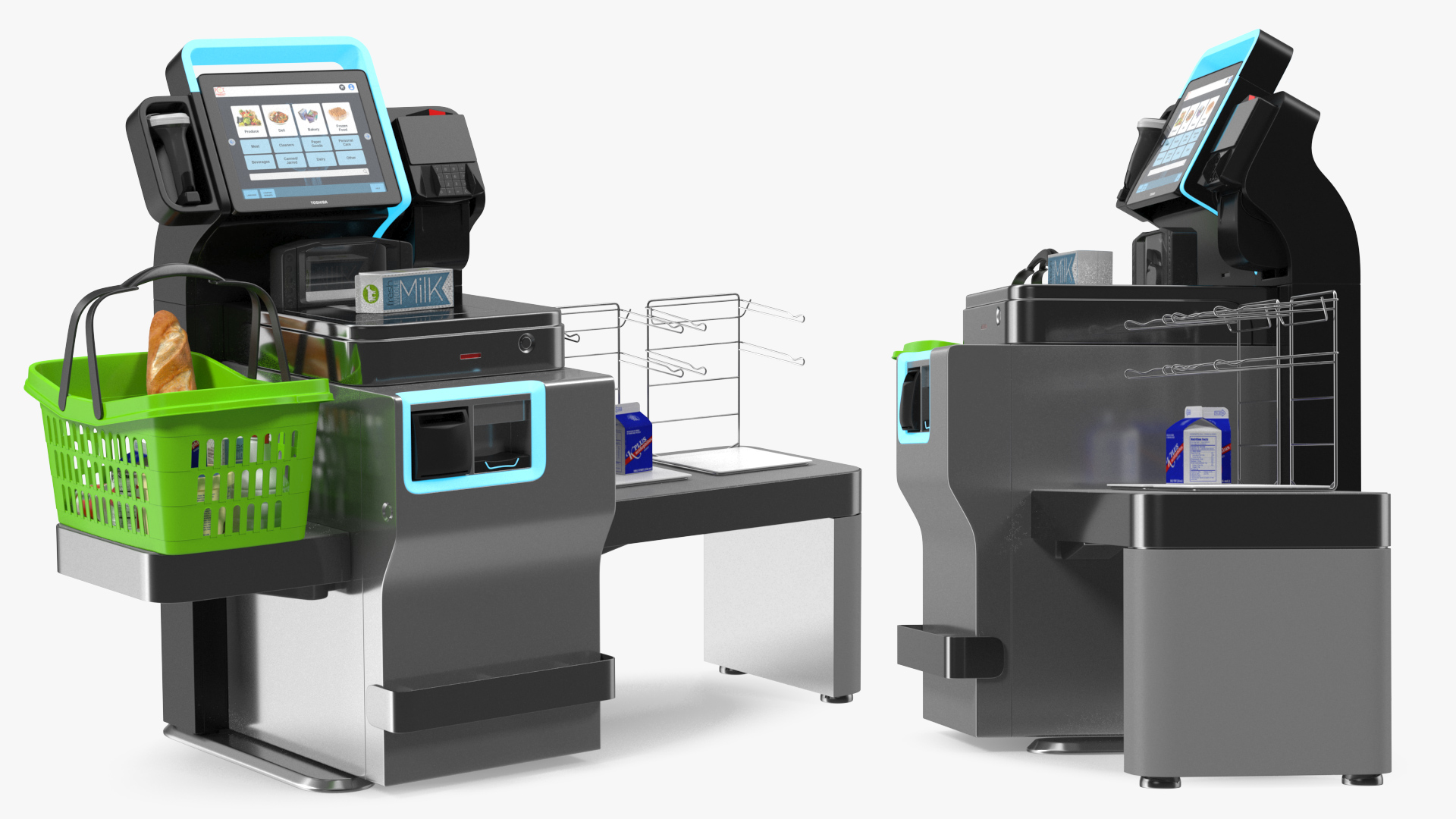 Toshiba Self Checkout System with Shopping Basket 3D model