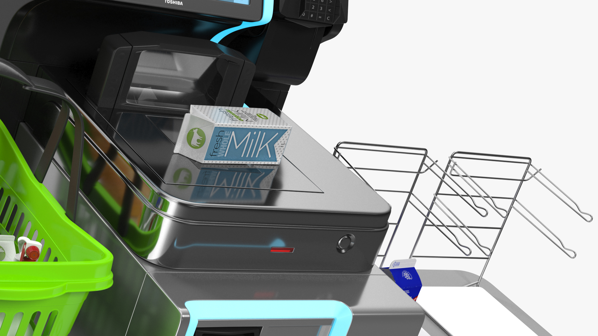 Toshiba Self Checkout System with Shopping Basket 3D model