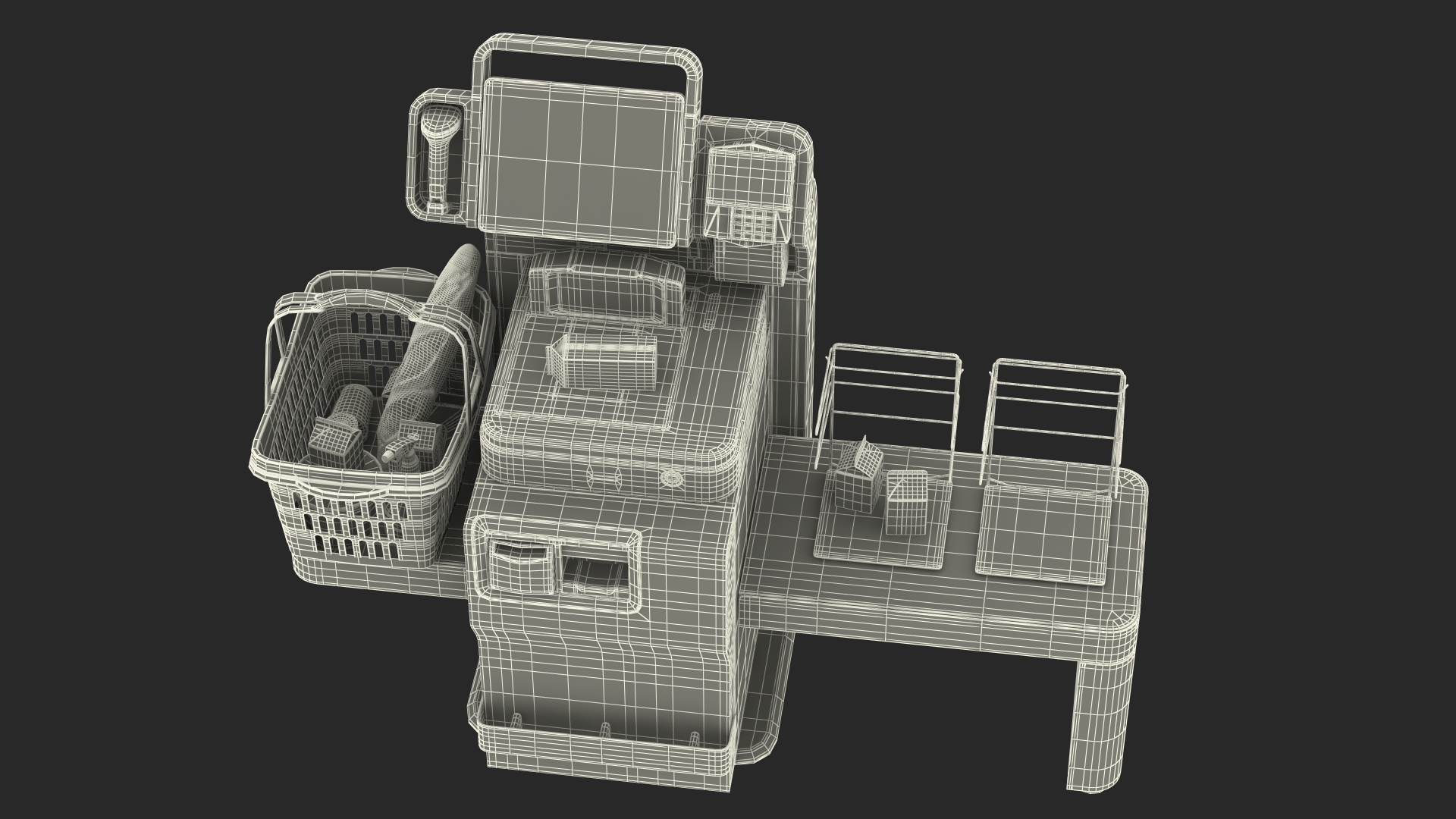 Toshiba Self Checkout System with Shopping Basket 3D model