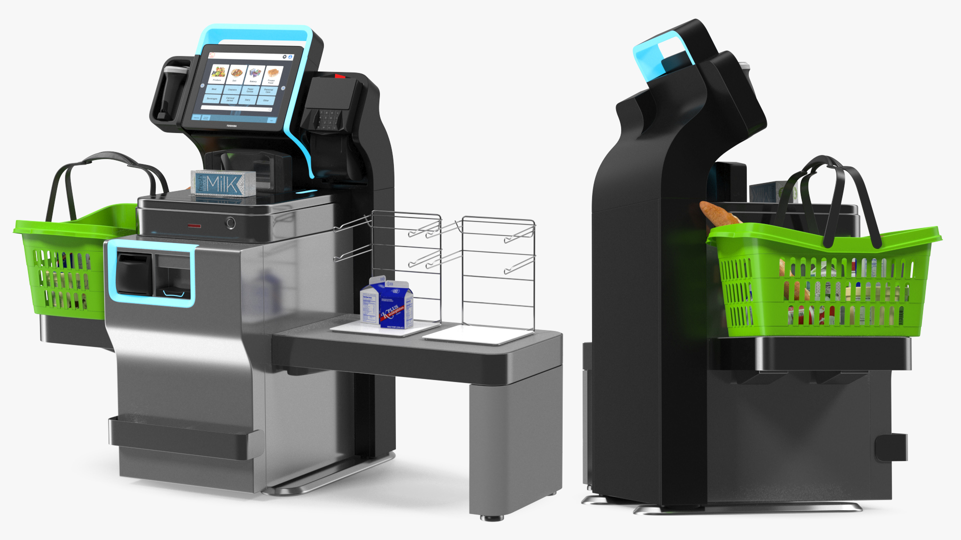 Toshiba Self Checkout System with Shopping Basket 3D model