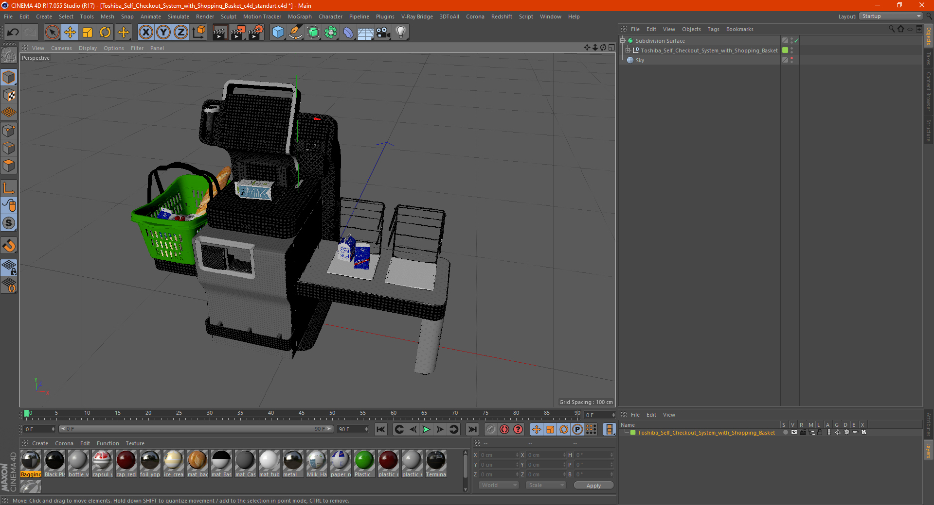Toshiba Self Checkout System with Shopping Basket 3D model