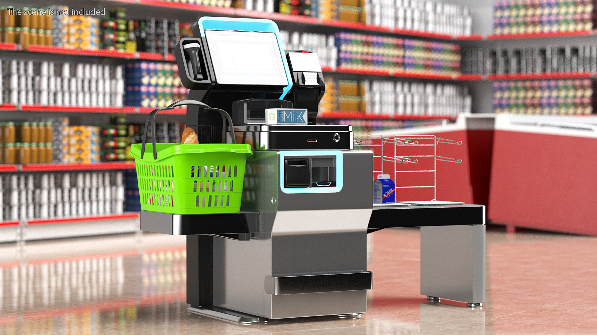 Toshiba Self Checkout System with Shopping Basket 3D model