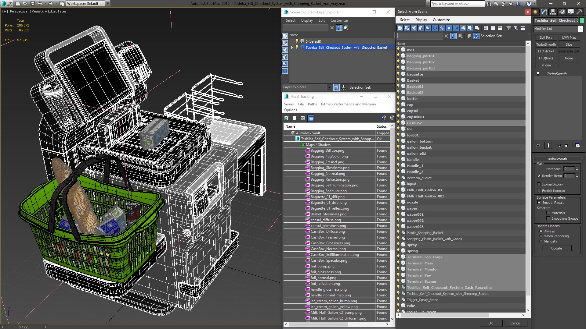 Toshiba Self Checkout System with Shopping Basket 3D model