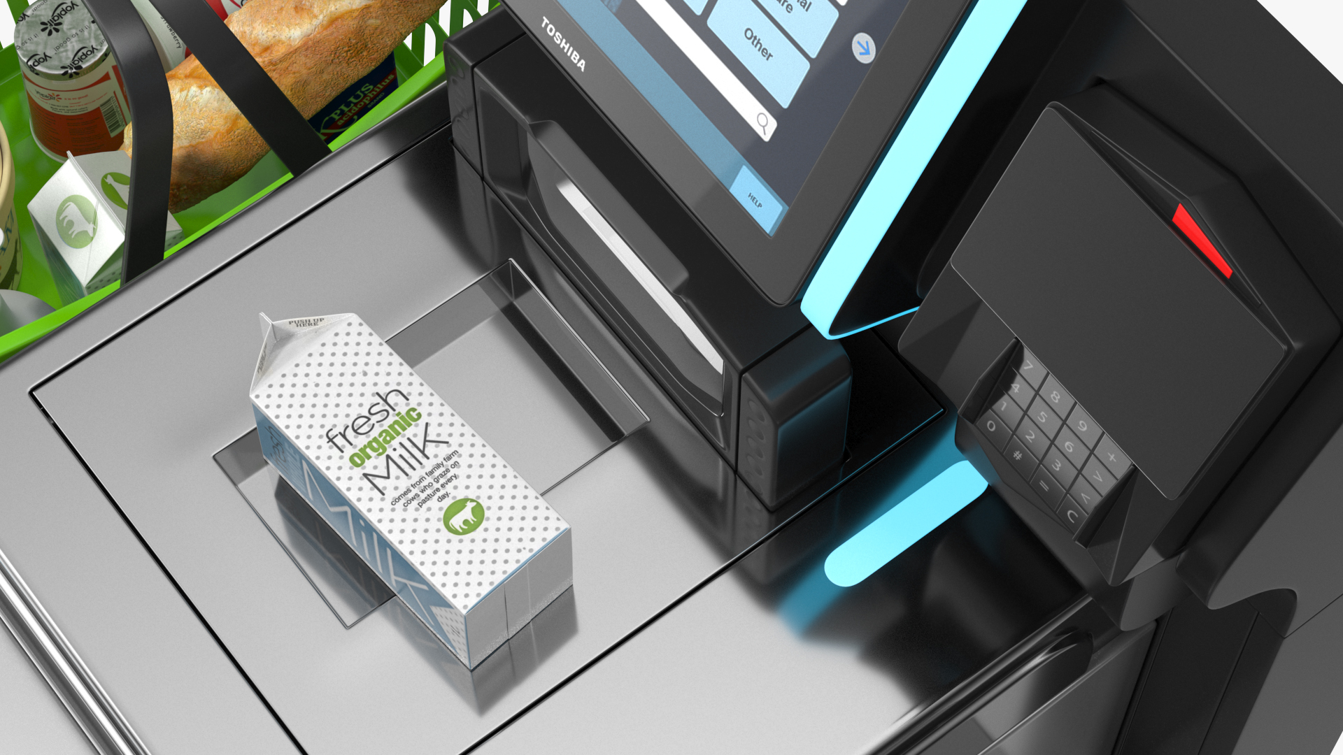 Toshiba Self Checkout System with Shopping Basket 3D model
