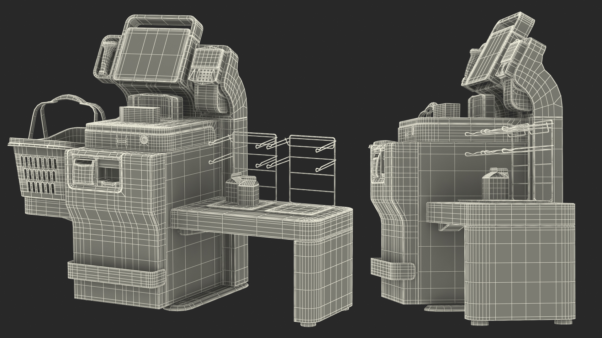 Toshiba Self Checkout System with Shopping Basket 3D model