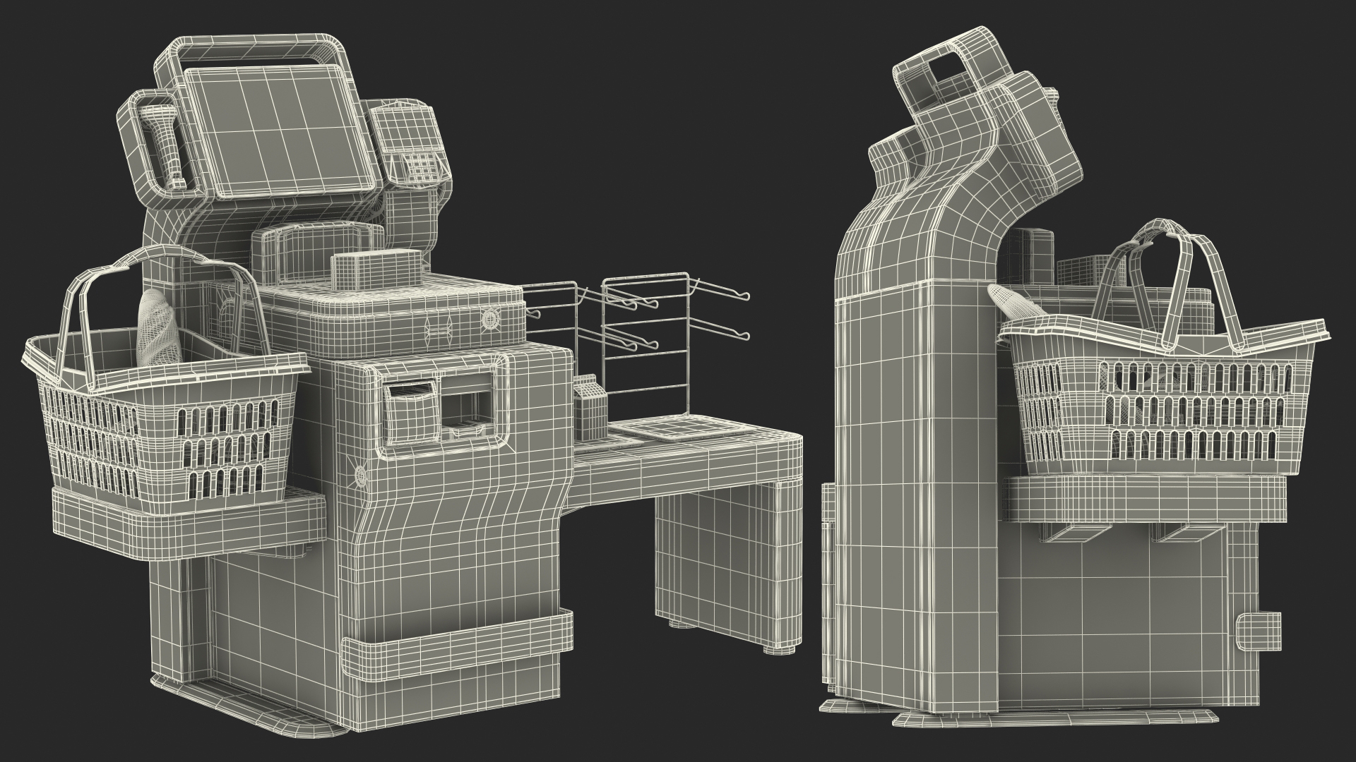 Toshiba Self Checkout System with Shopping Basket 3D model
