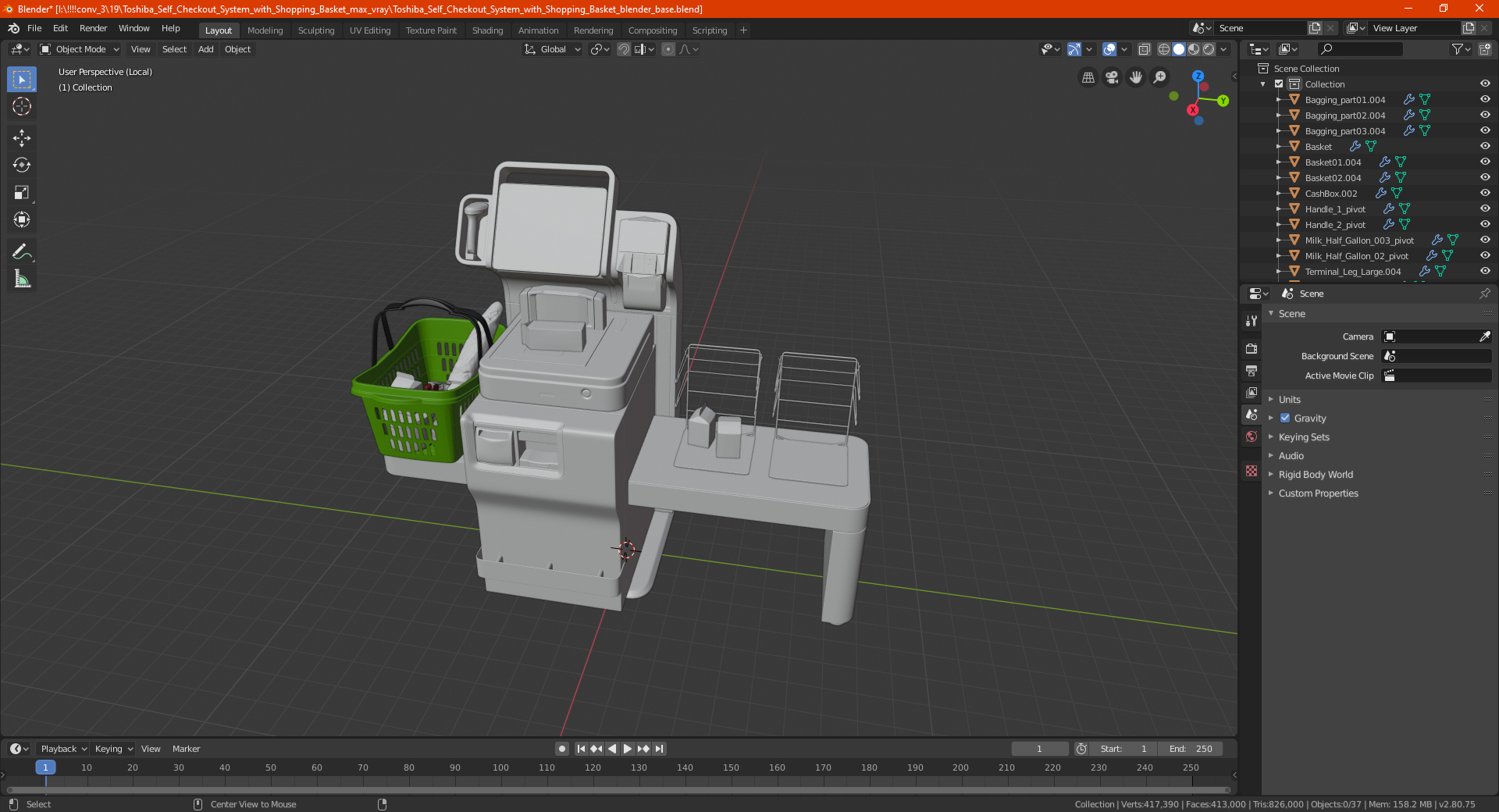 Toshiba Self Checkout System with Shopping Basket 3D model