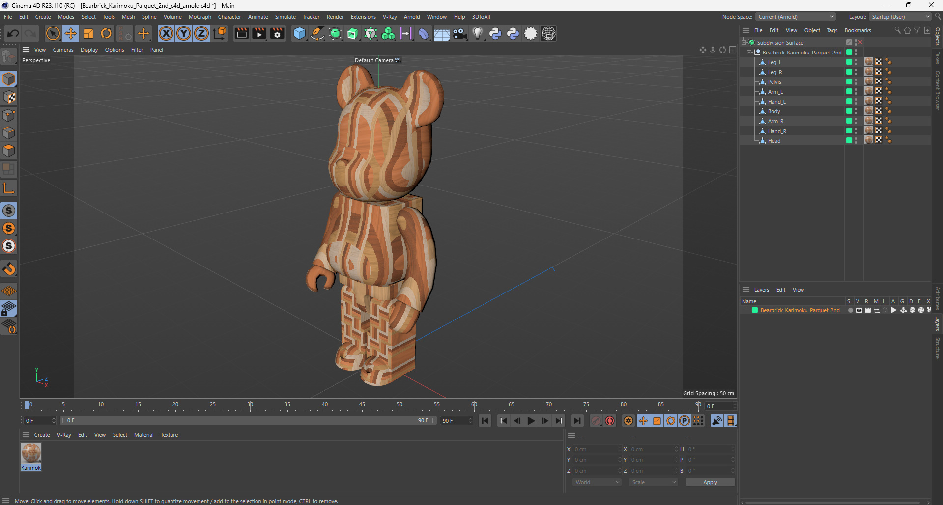 3D model Bearbrick Karimoku Parquet 2nd
