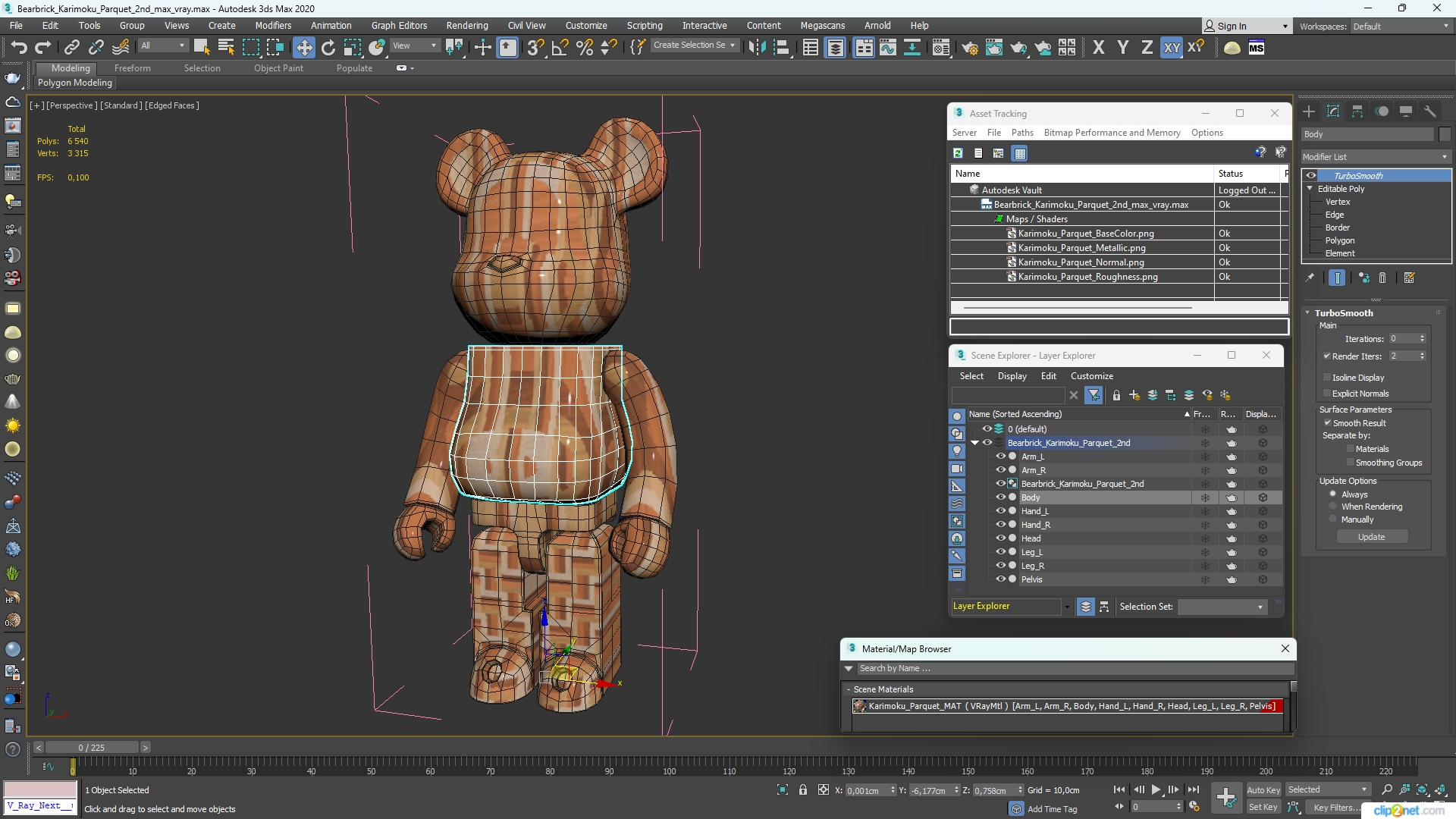 3D model Bearbrick Karimoku Parquet 2nd