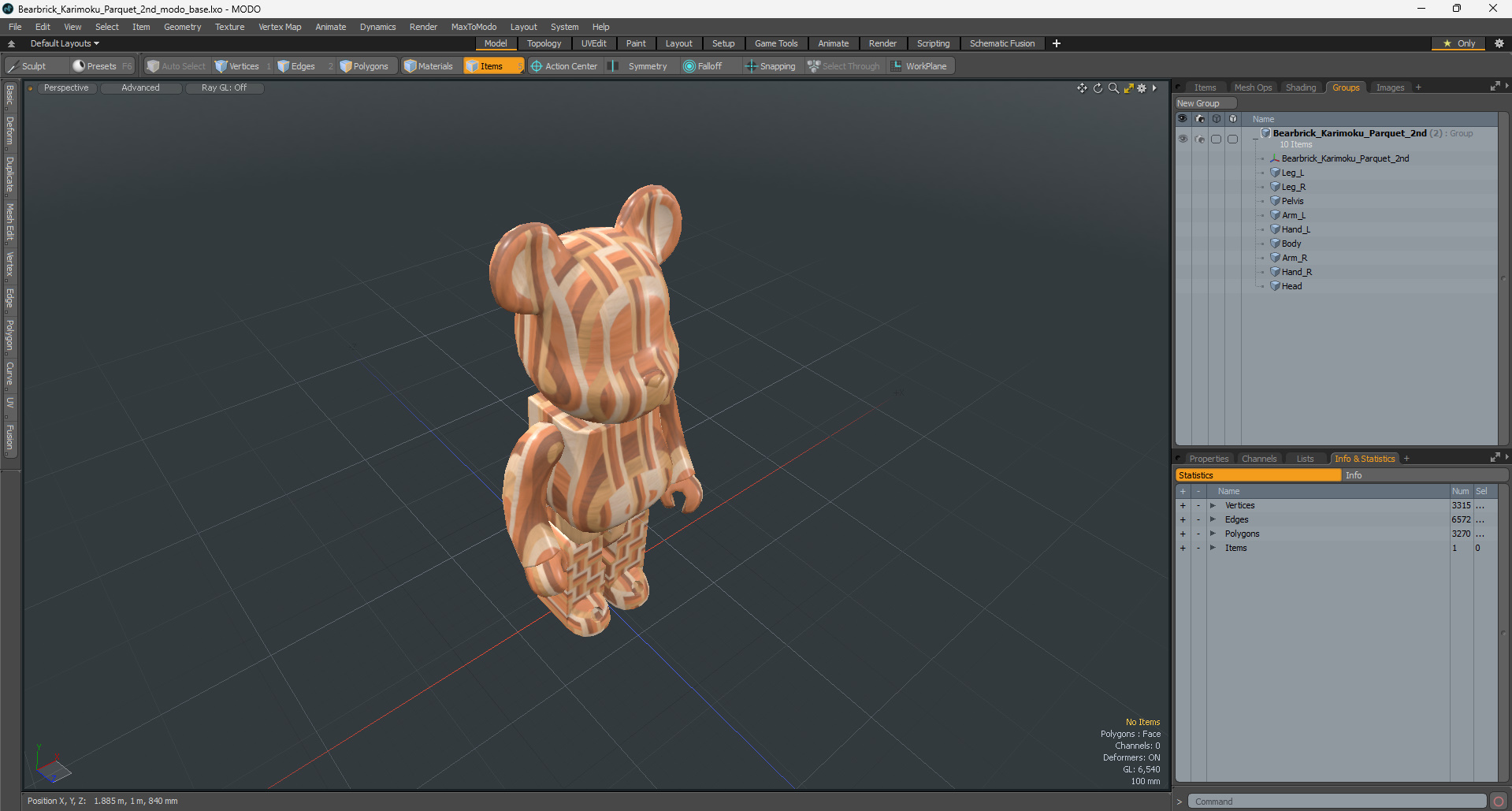 3D model Bearbrick Karimoku Parquet 2nd