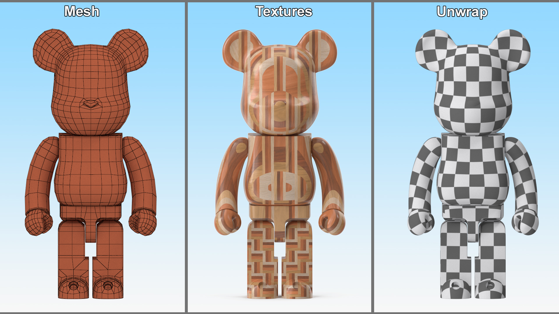 3D model Bearbrick Karimoku Parquet 2nd