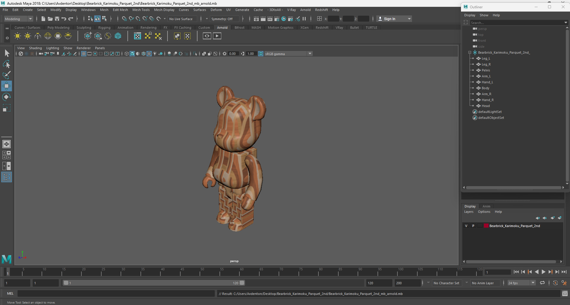 3D model Bearbrick Karimoku Parquet 2nd