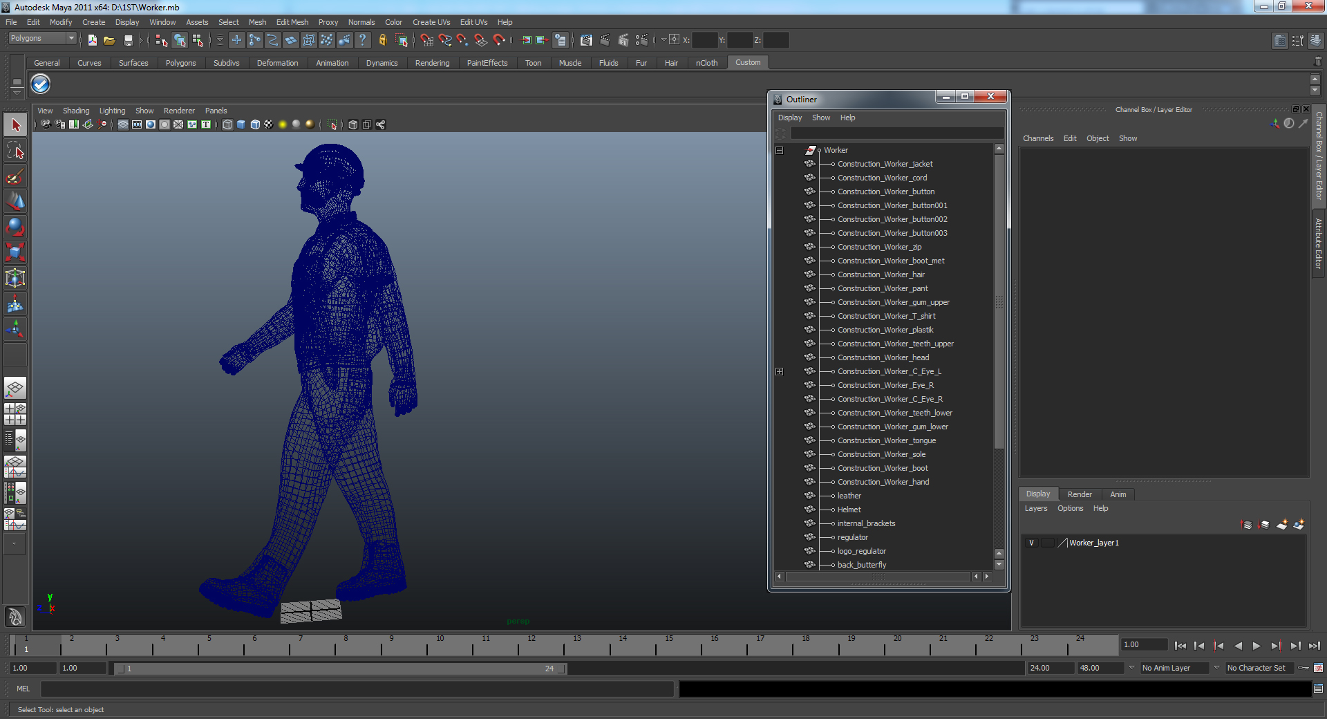 Worker Orange Uniform with Hardhat Walking Pose 3D