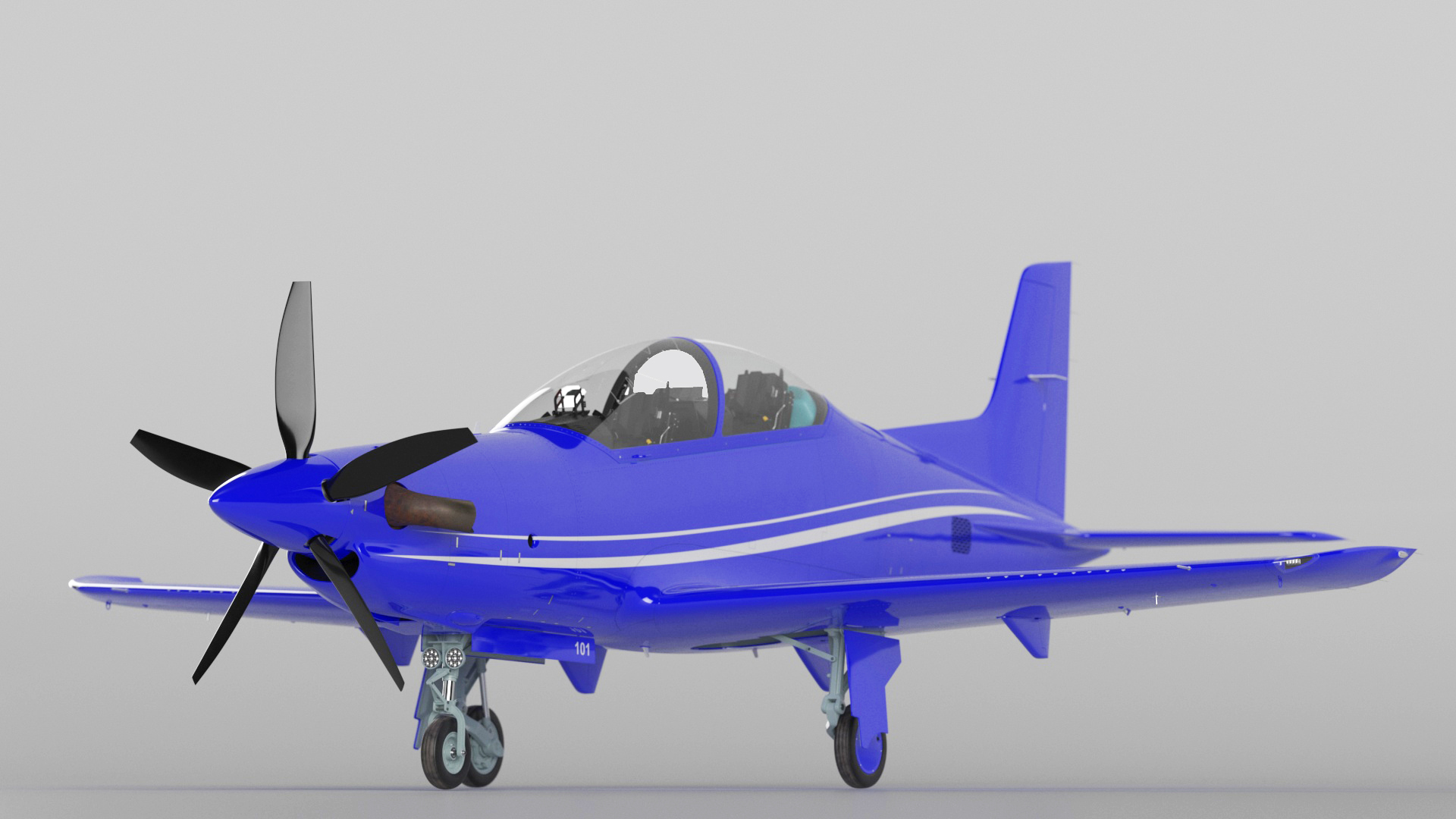 Training Aircraft Blue 3D