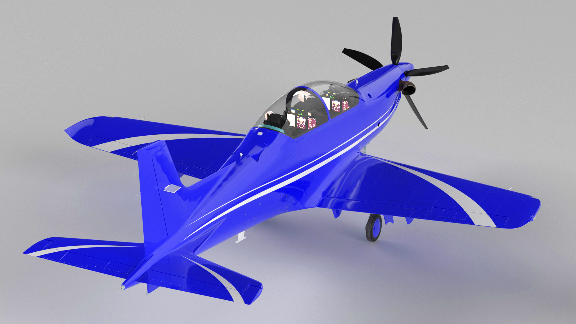 Training Aircraft Blue 3D
