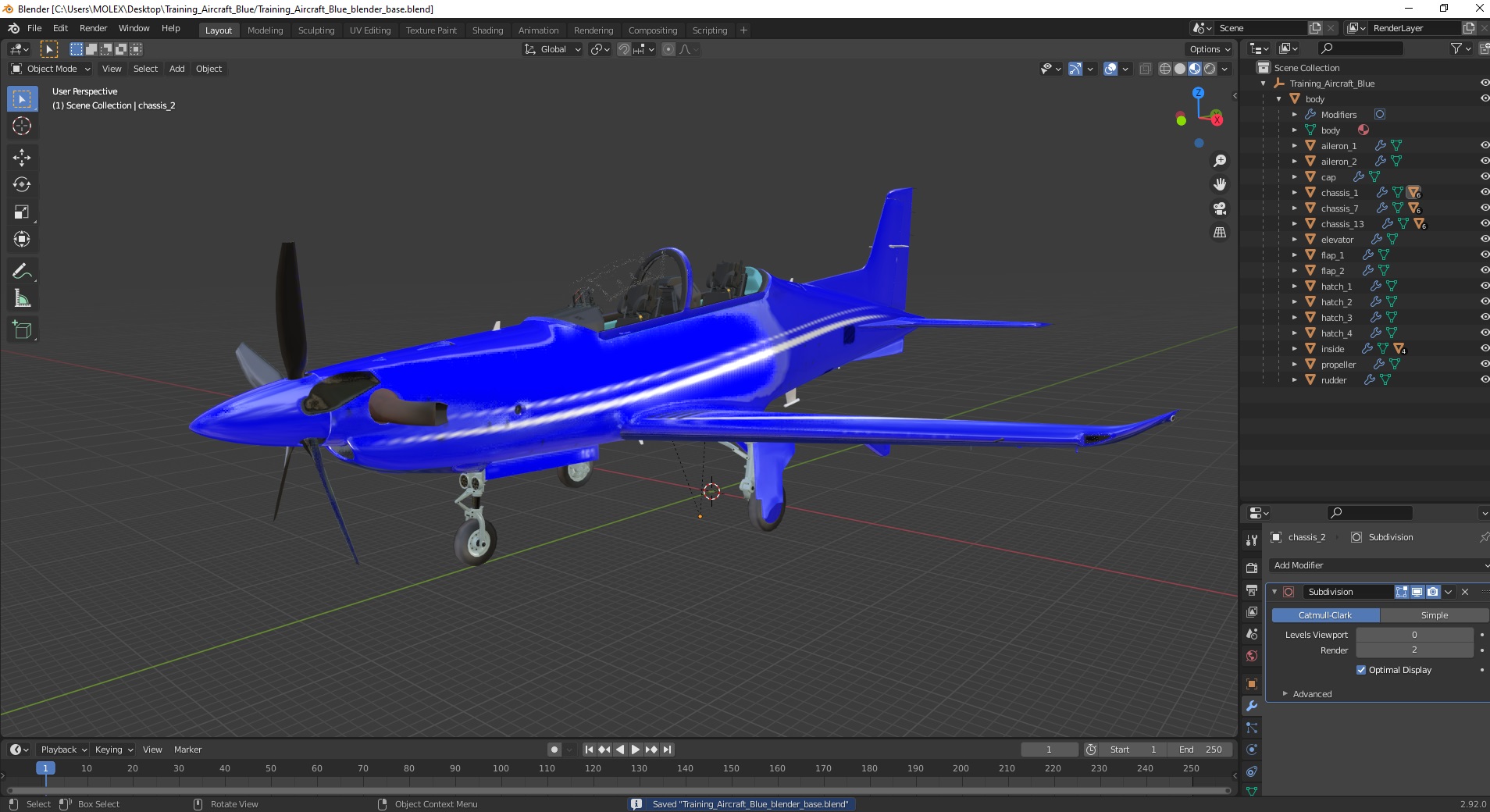 Training Aircraft Blue 3D