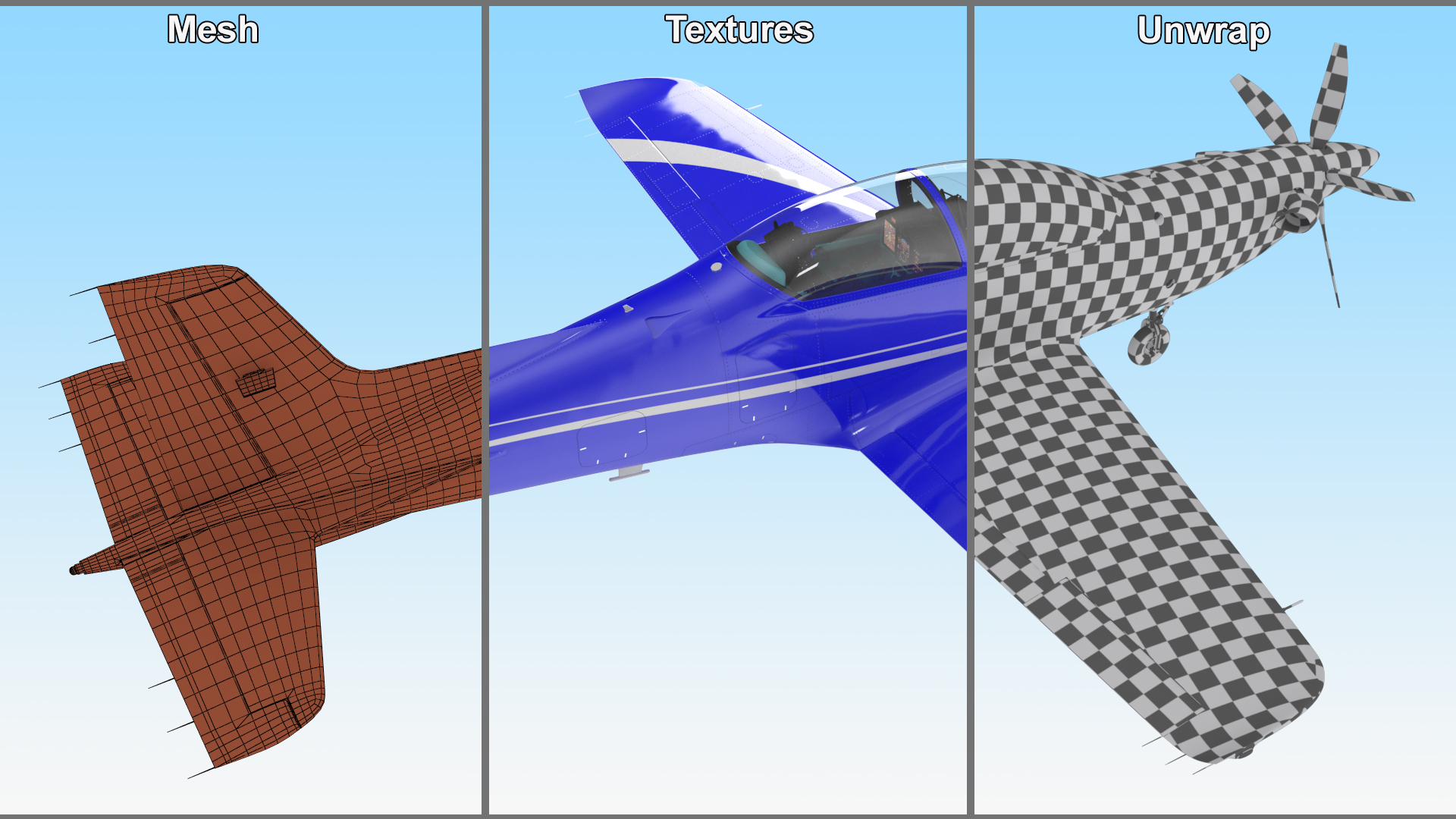 Training Aircraft Blue 3D