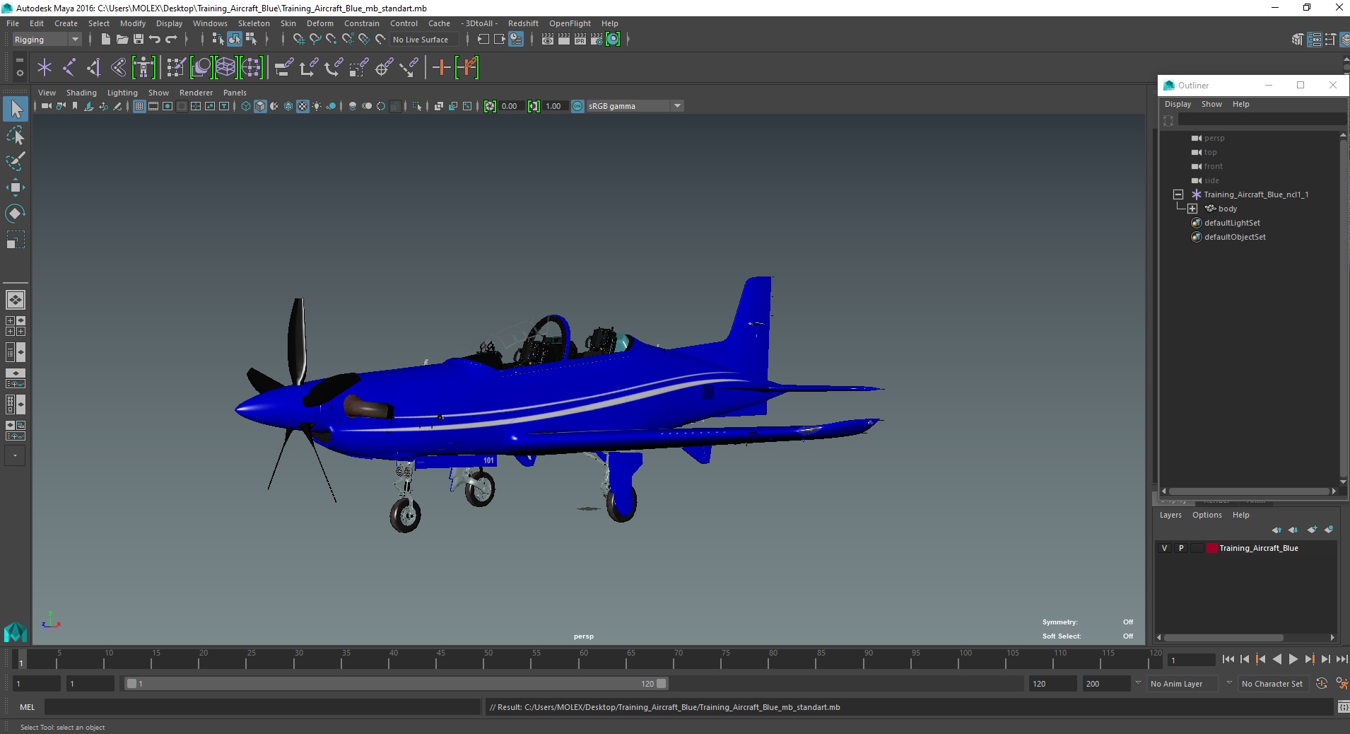 Training Aircraft Blue 3D