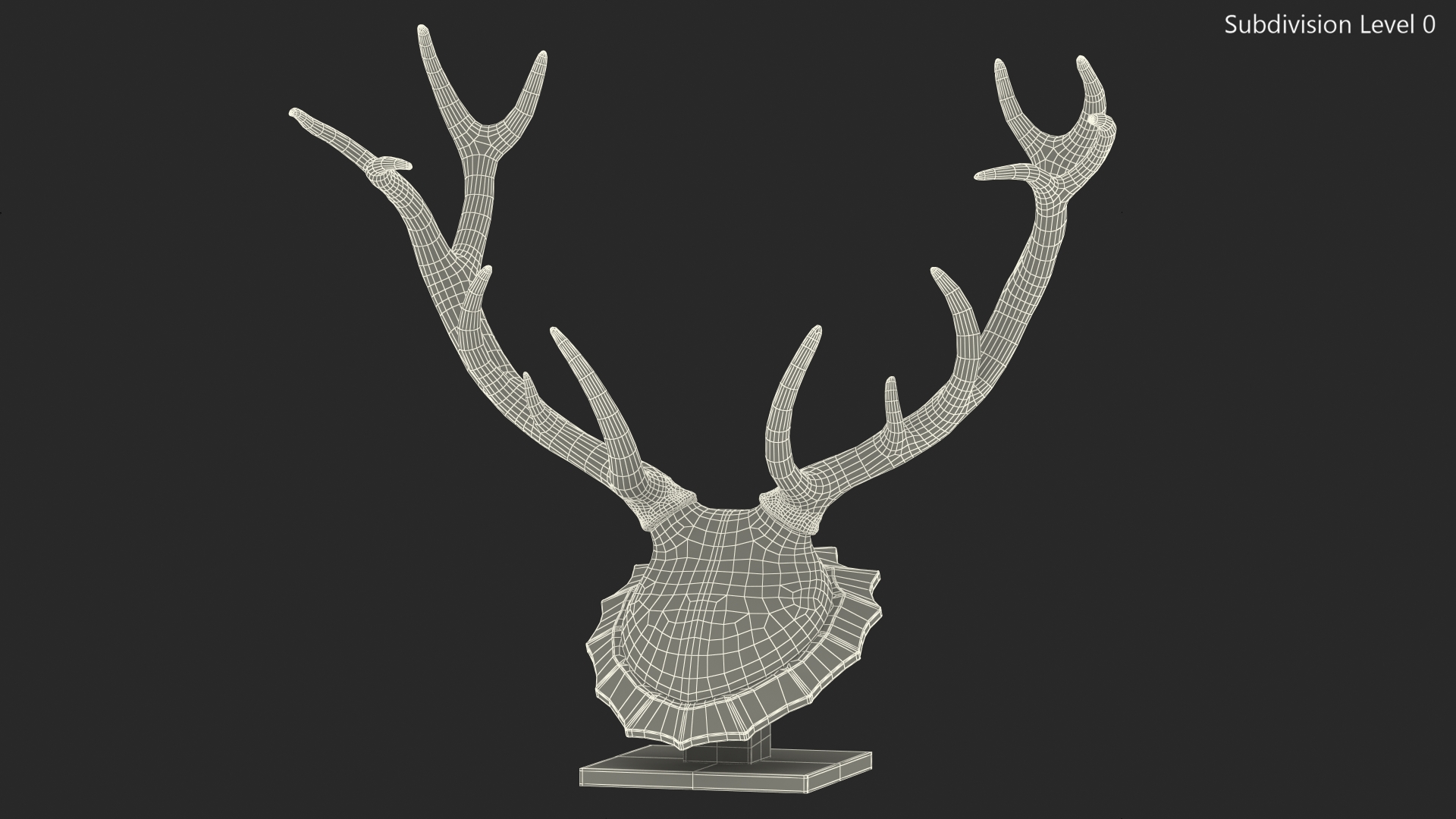 3D Stag Antlers on a Pedestal Gold Plated model