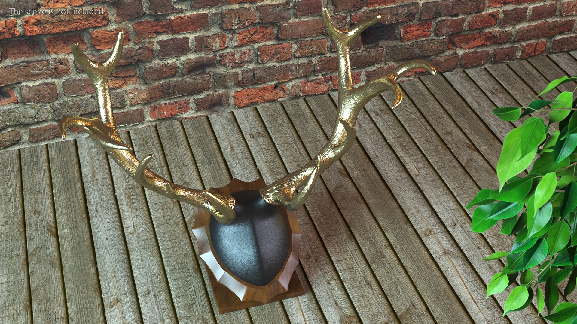 3D Stag Antlers on a Pedestal Gold Plated model