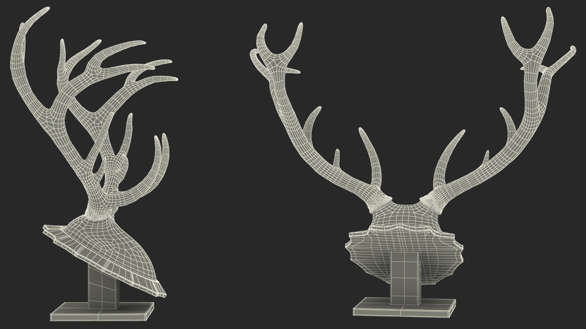 3D Stag Antlers on a Pedestal Gold Plated model