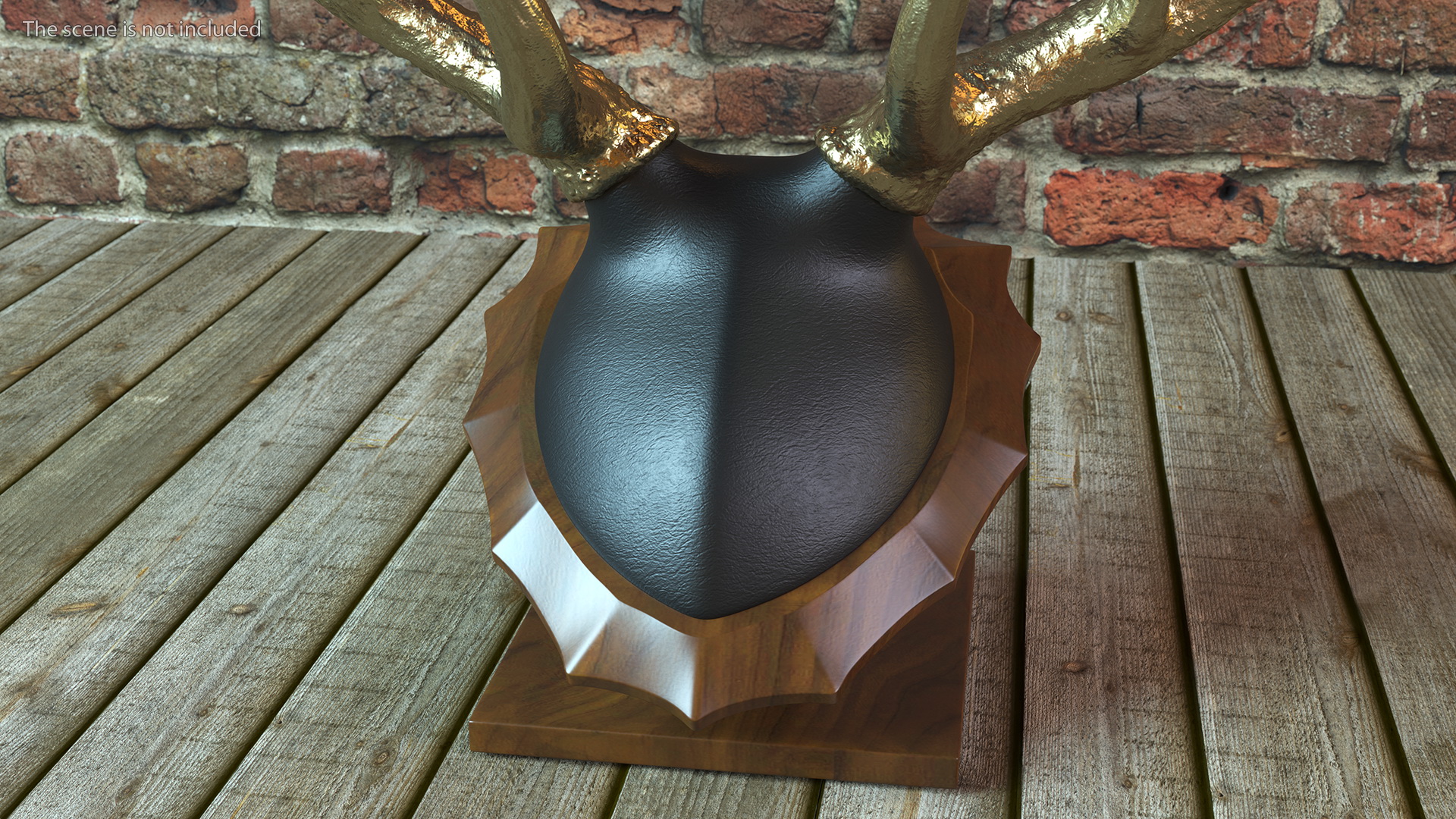 3D Stag Antlers on a Pedestal Gold Plated model