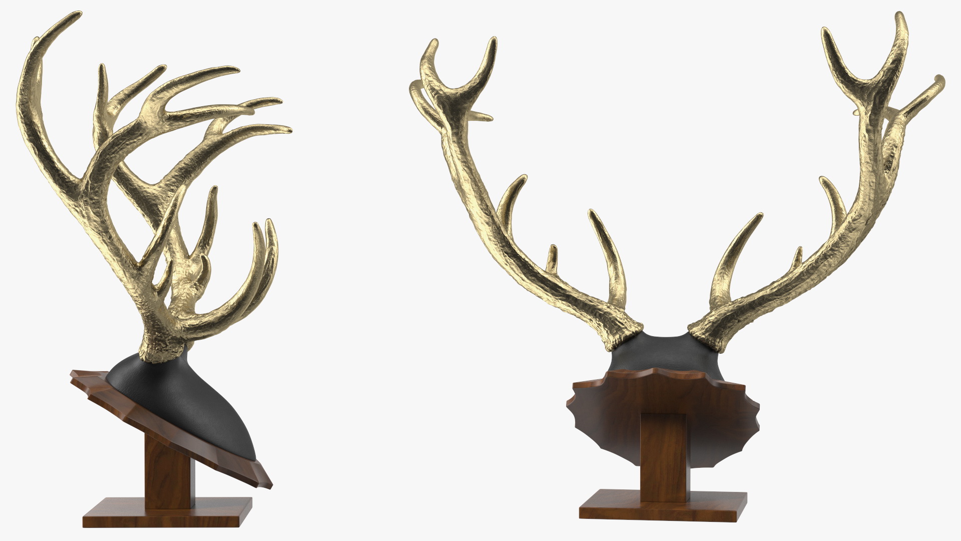 3D Stag Antlers on a Pedestal Gold Plated model