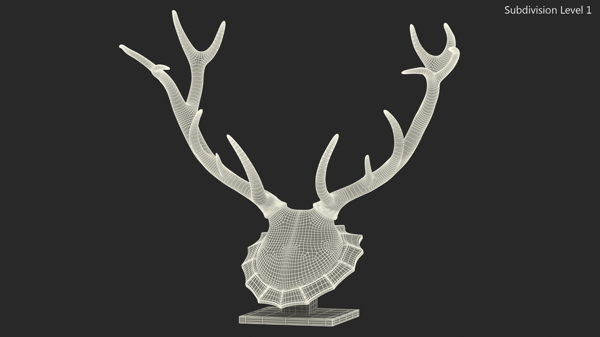 3D Stag Antlers on a Pedestal Gold Plated model