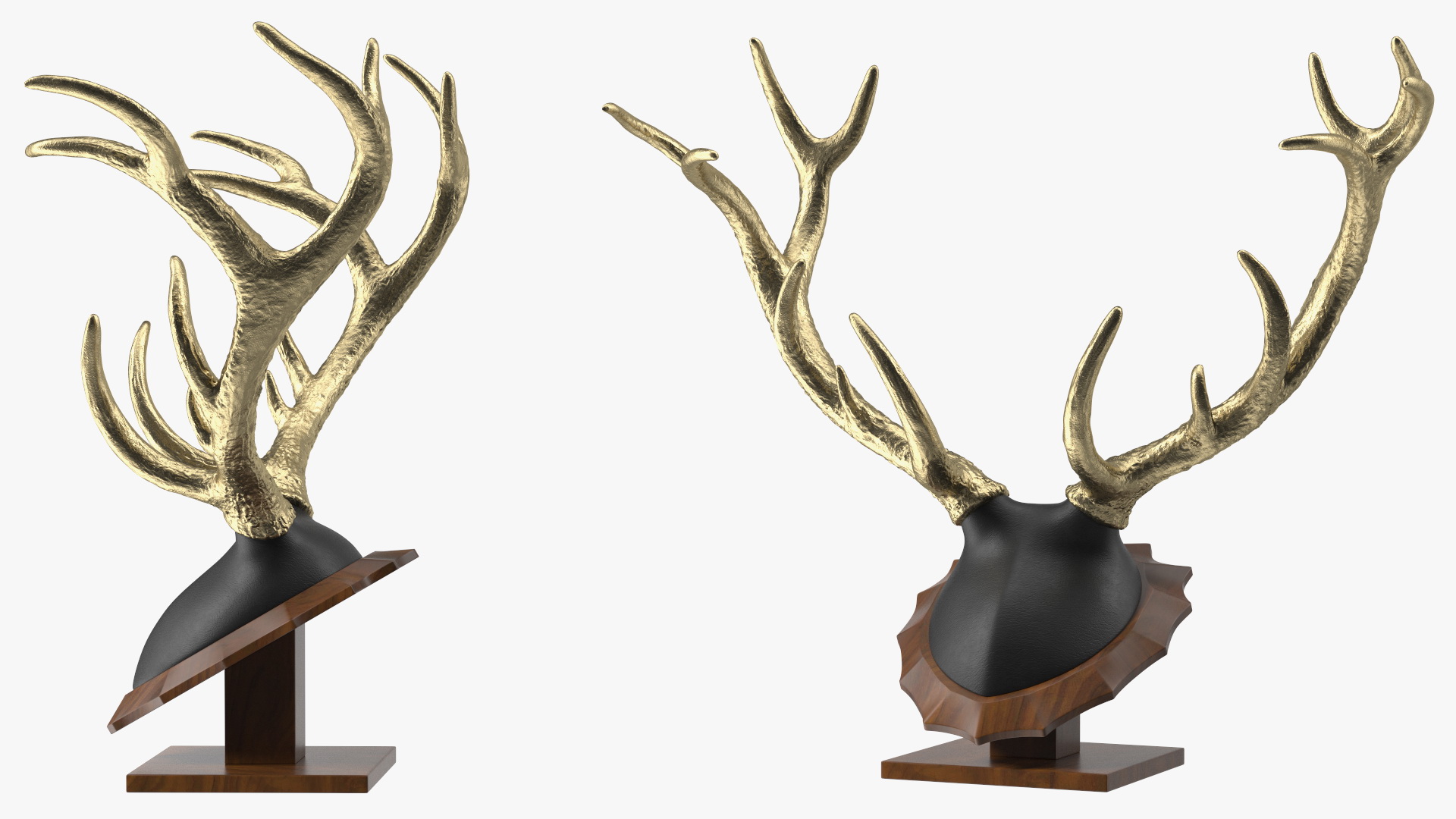 3D Stag Antlers on a Pedestal Gold Plated model