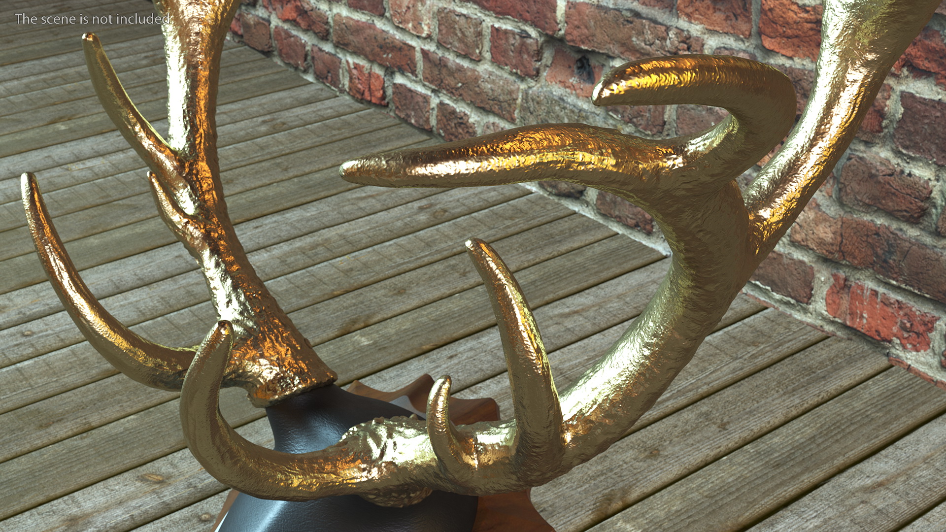3D Stag Antlers on a Pedestal Gold Plated model