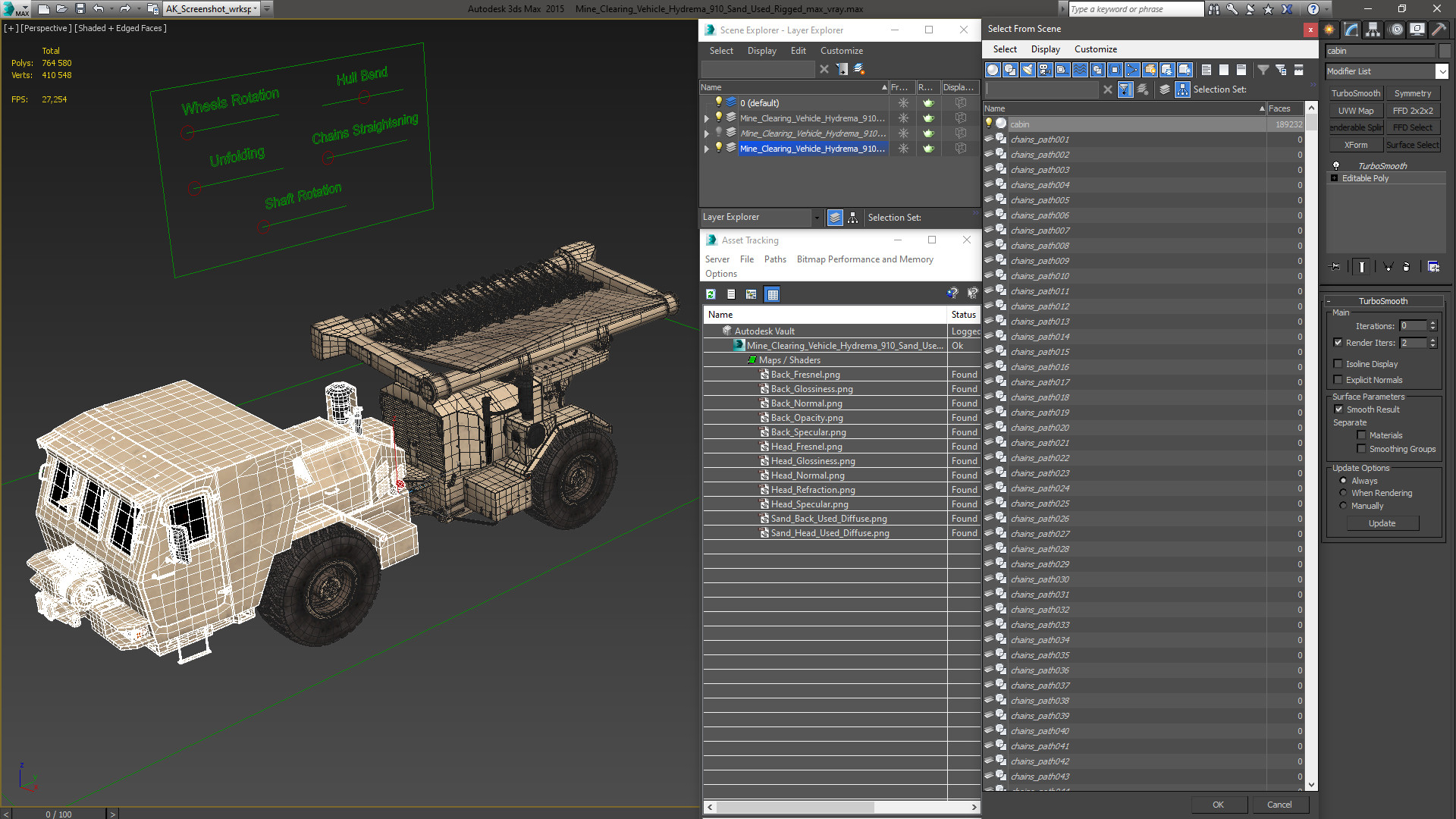 3D model Mine Clearing Vehicle Hydrema 910 Sand Used Rigged