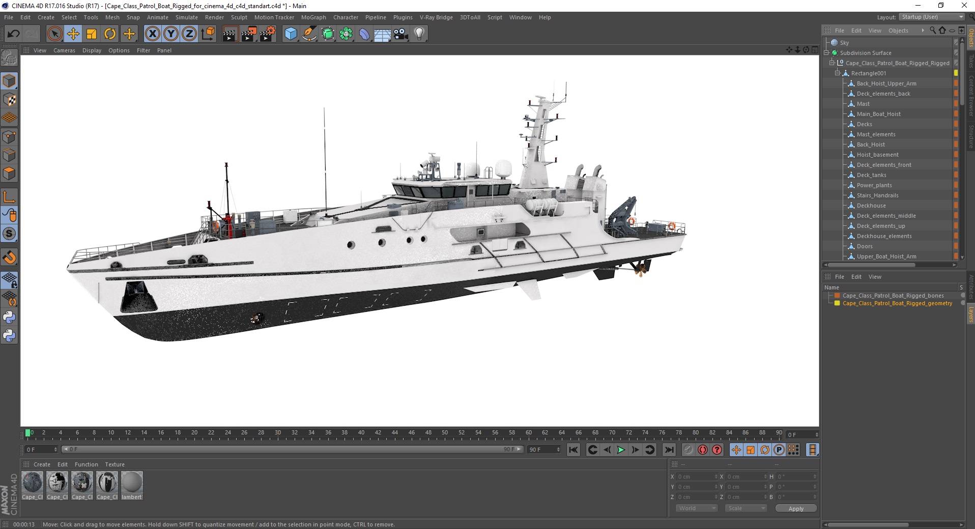 3D Cape Class Patrol Boat Rigged for Cinema 4D model