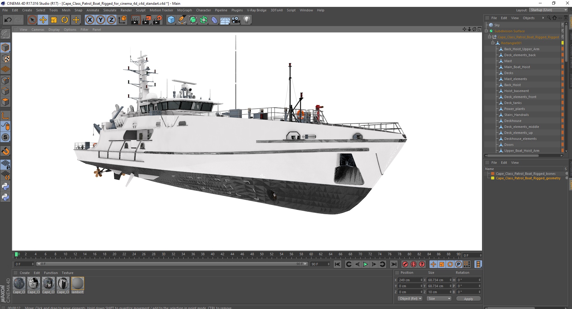 3D Cape Class Patrol Boat Rigged for Cinema 4D model