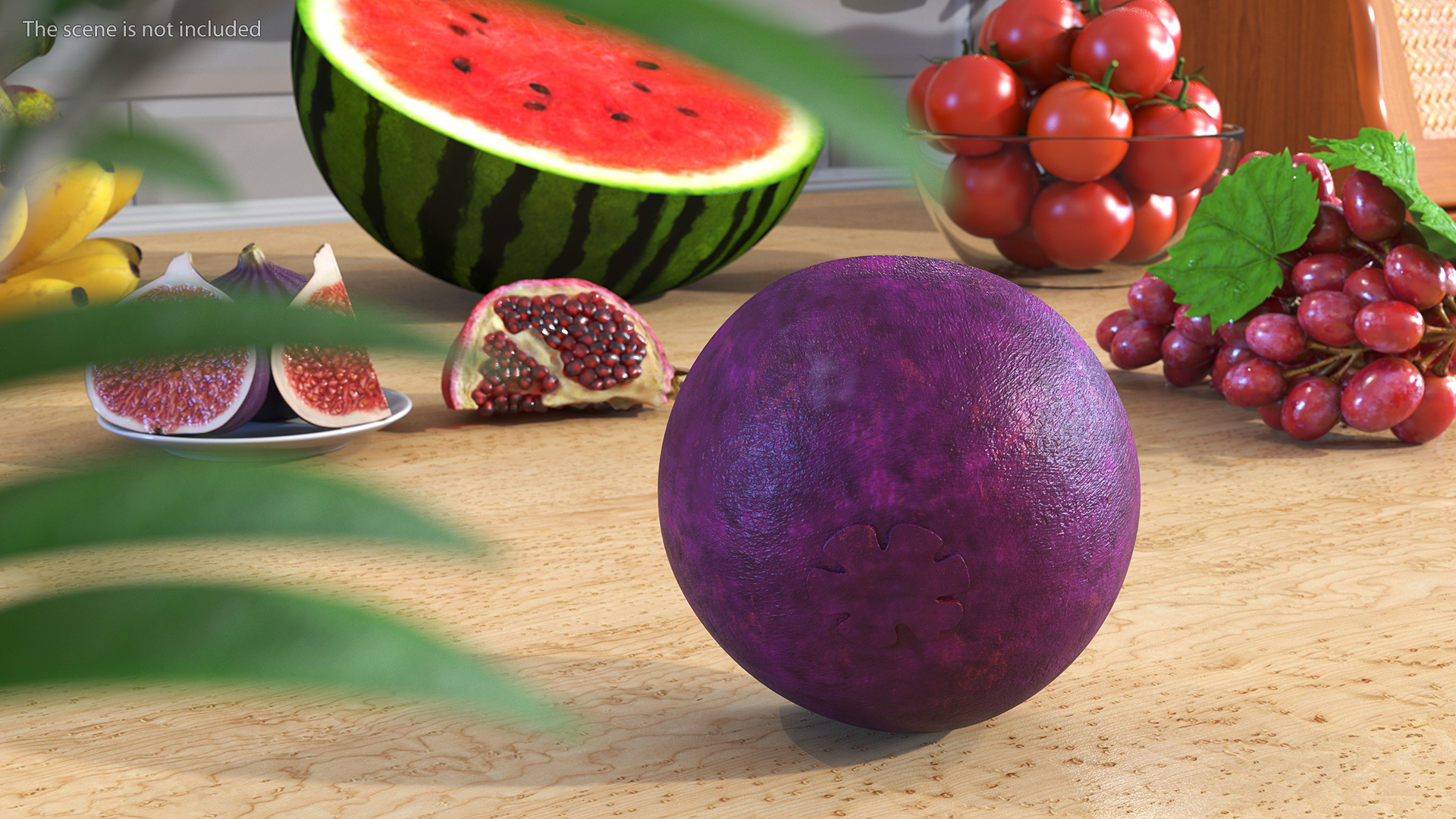 Ripe Half Peeled Purple Mangosteen 3D model