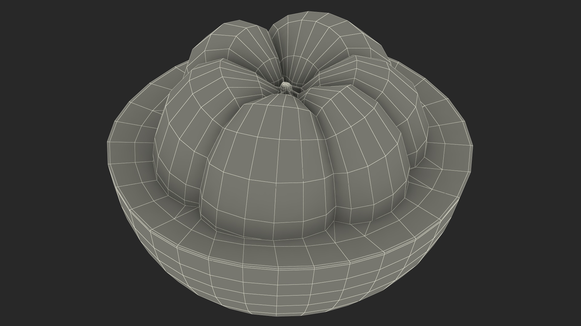 Ripe Half Peeled Purple Mangosteen 3D model