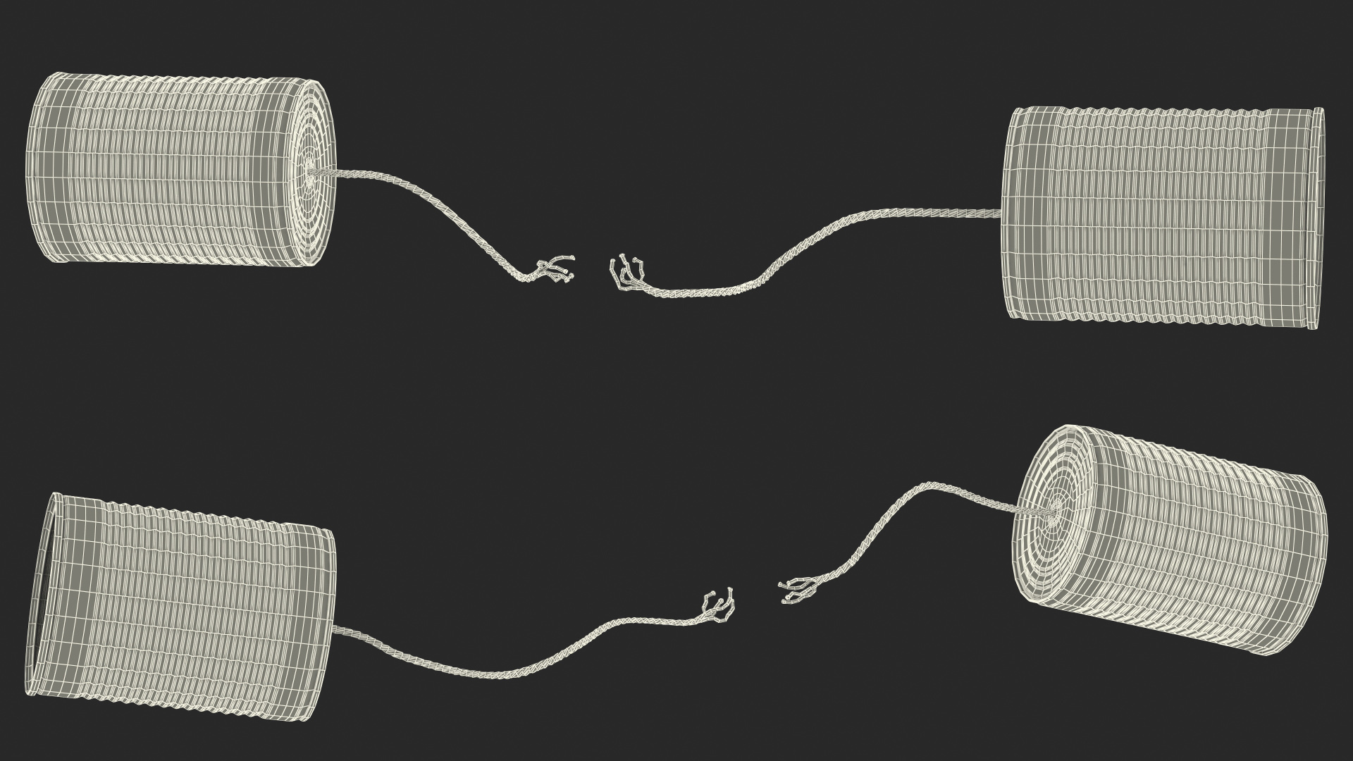 3D model Tin Can Phone with Torn String