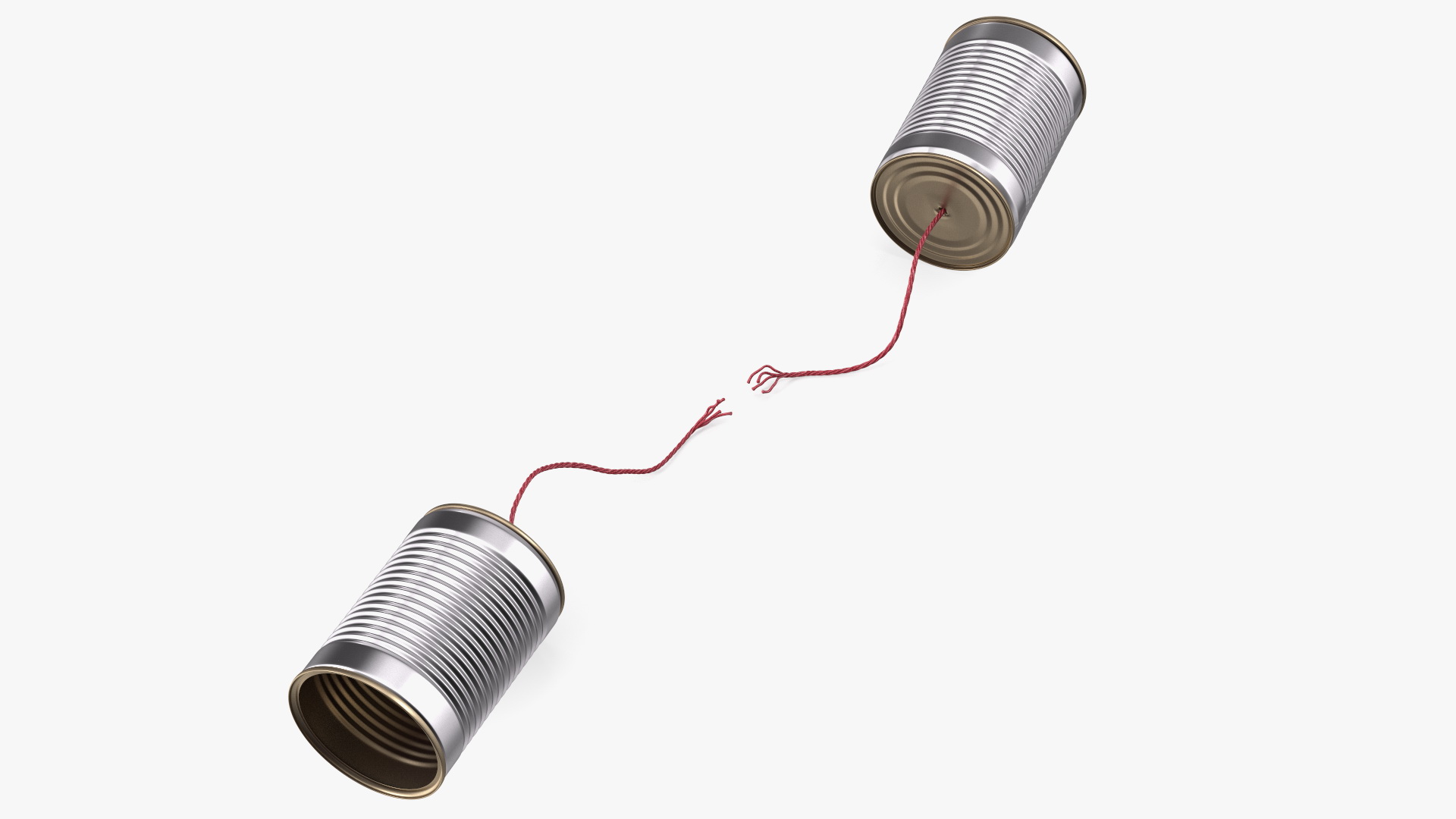 3D model Tin Can Phone with Torn String