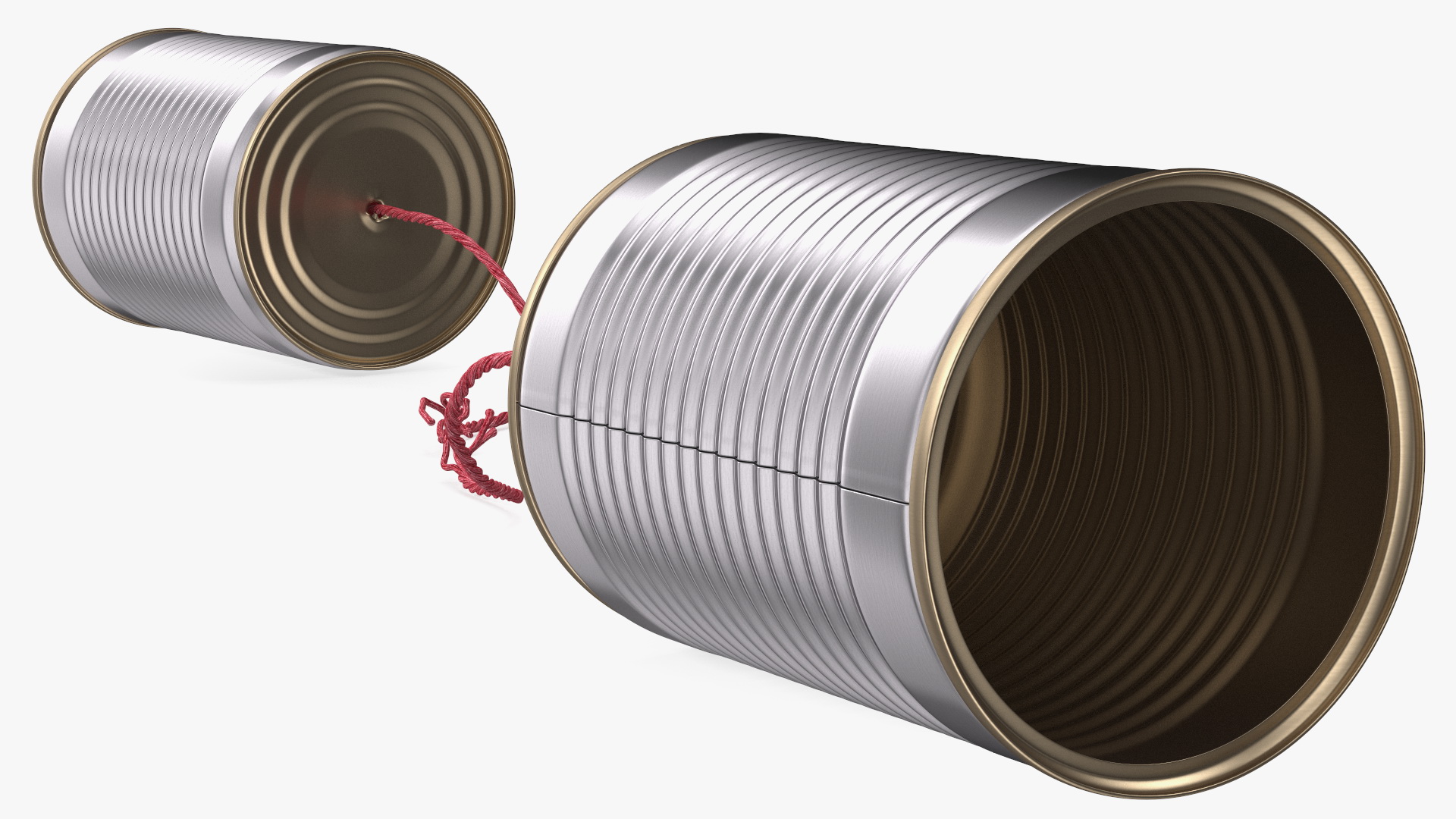 3D model Tin Can Phone with Torn String