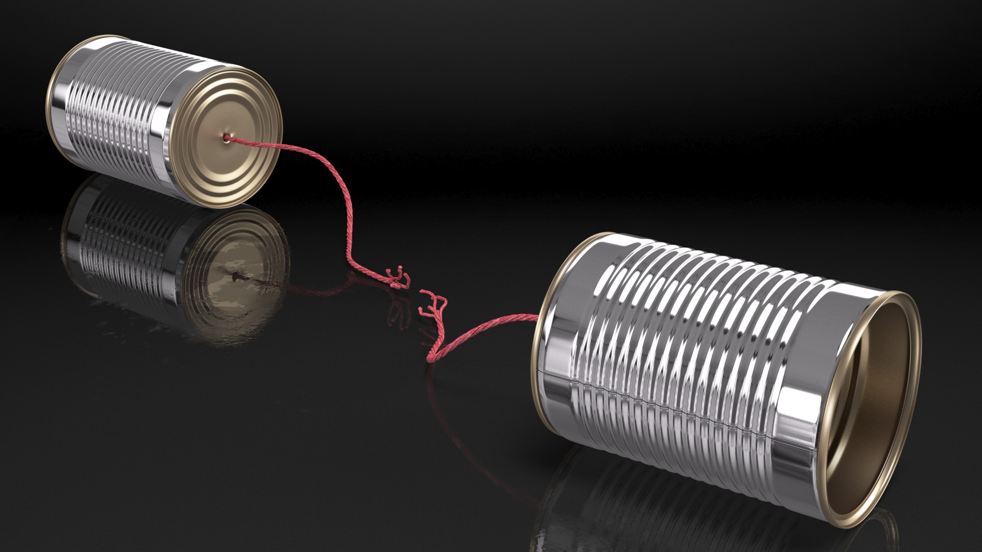 3D model Tin Can Phone with Torn String