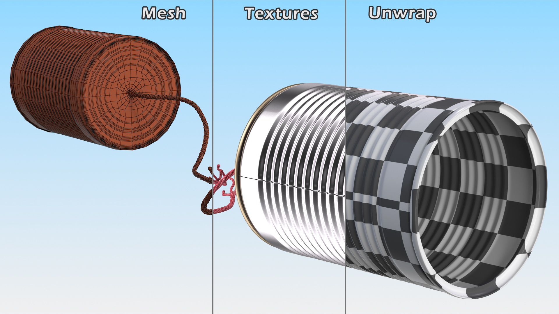 3D model Tin Can Phone with Torn String