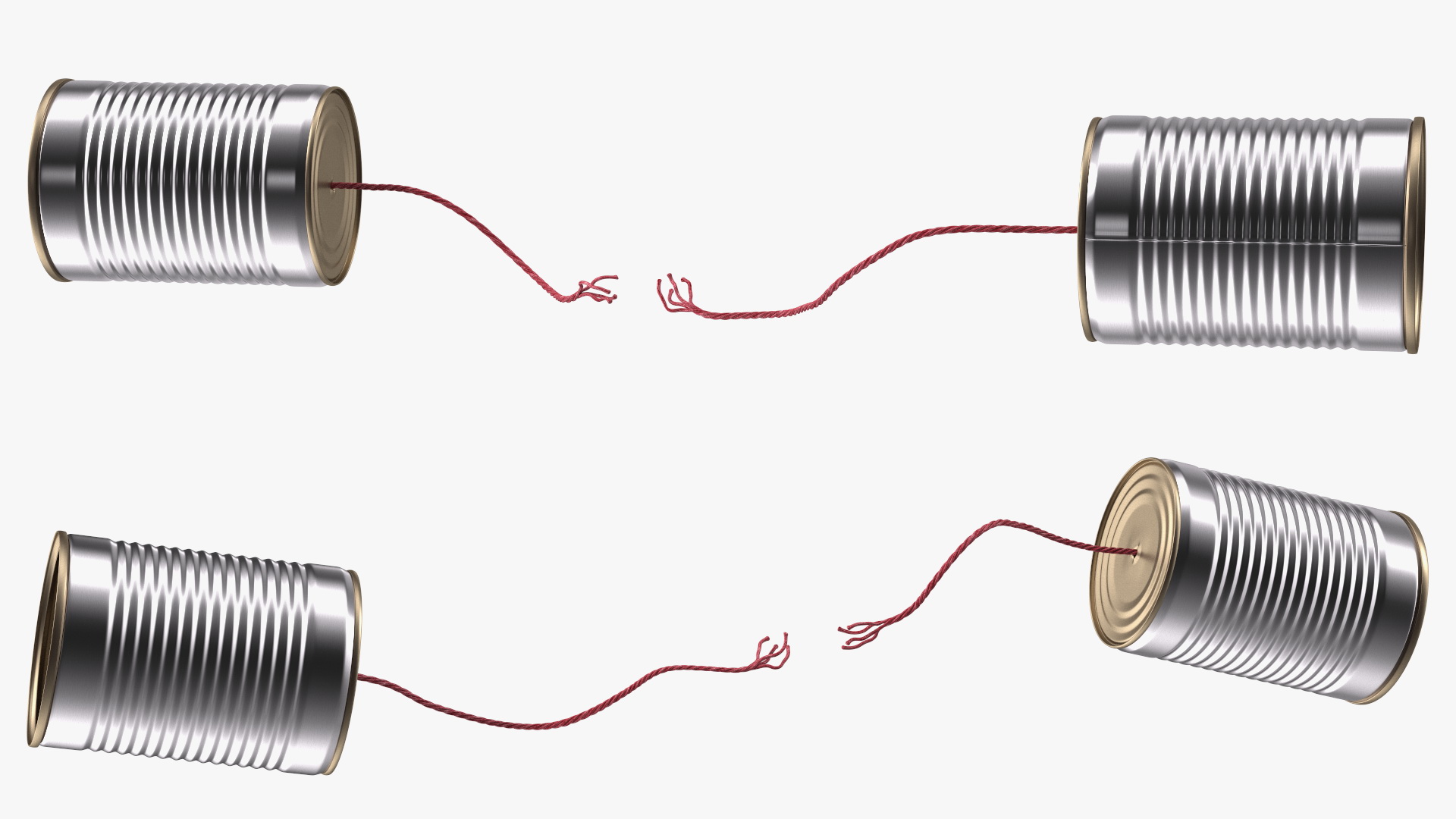 3D model Tin Can Phone with Torn String
